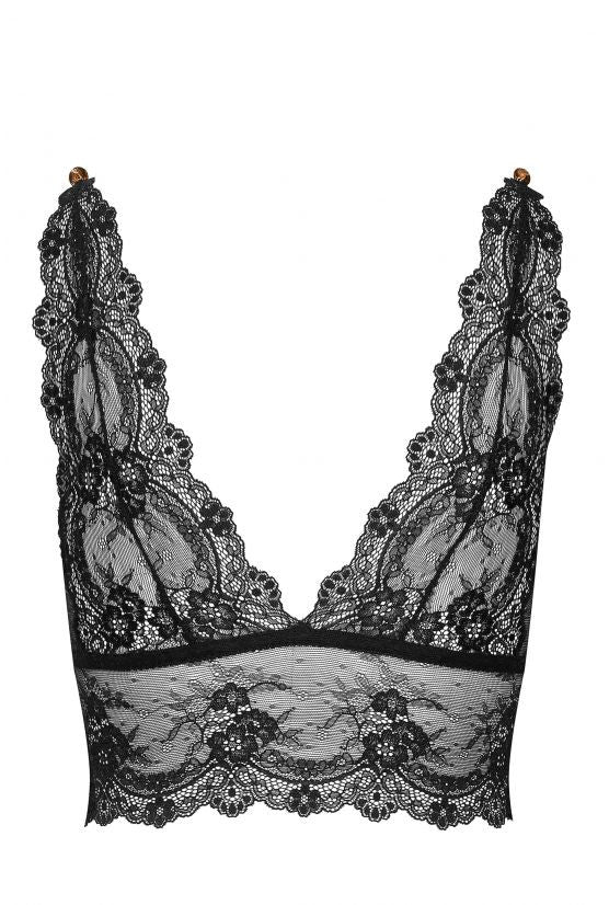 Soutien-gorge bustier sans armature dentelle noire GRACE