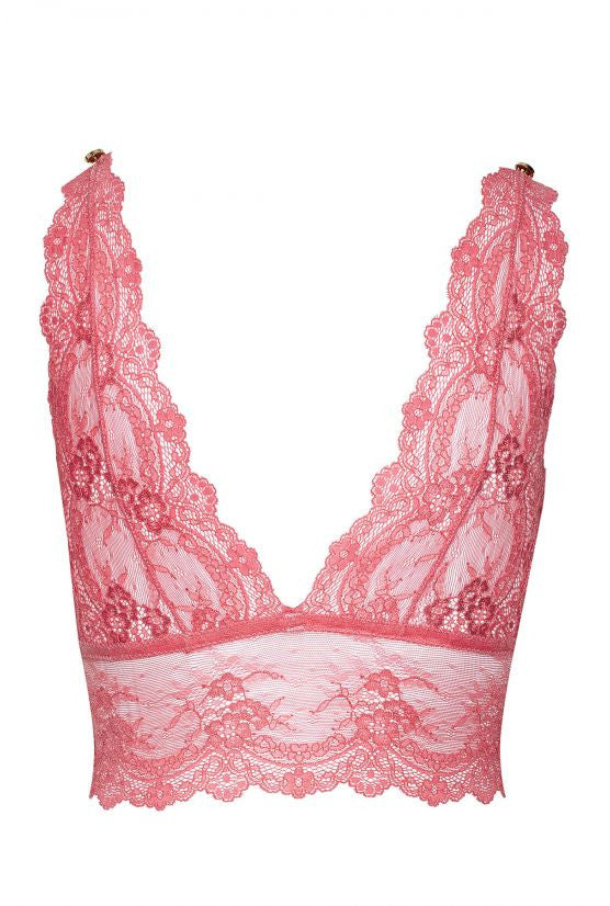Soutien-gorge bustier sans armature dentelle rose GRACE