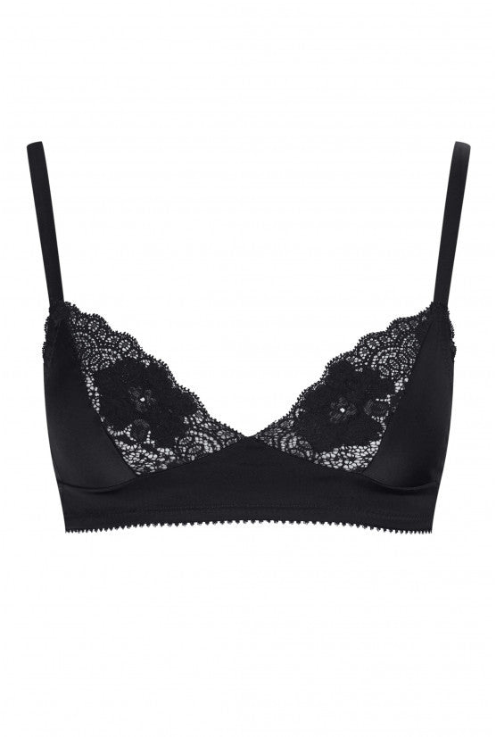 Soutien-gorge sans armature petits seins soie noire TWEETY