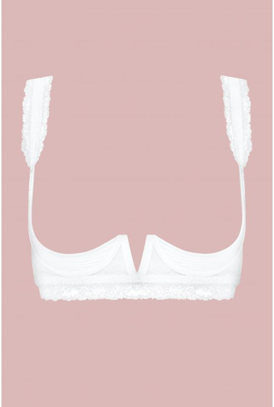Soutien-gorge sein nu satin et dentelle ivoire