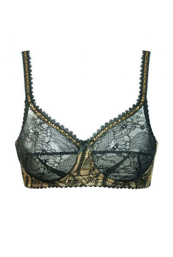 Soutien-gorge dentelle et soie or