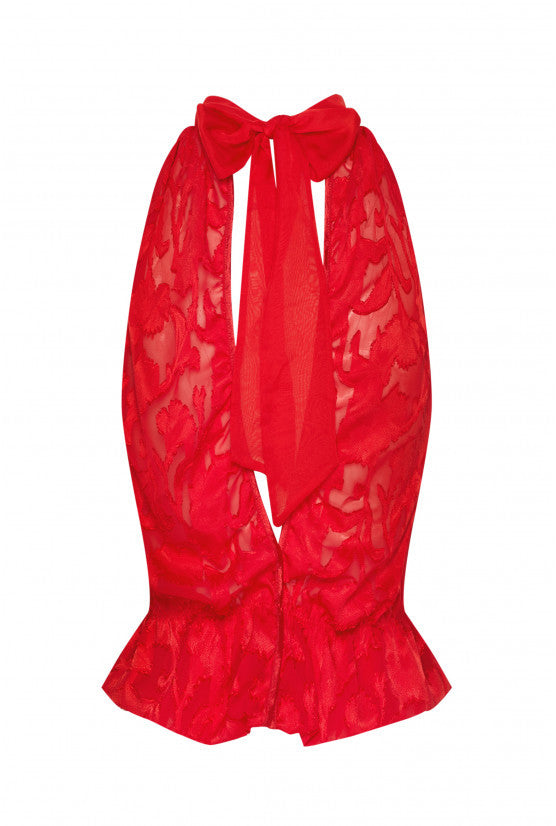 Top OLIVIA dévoré rouge