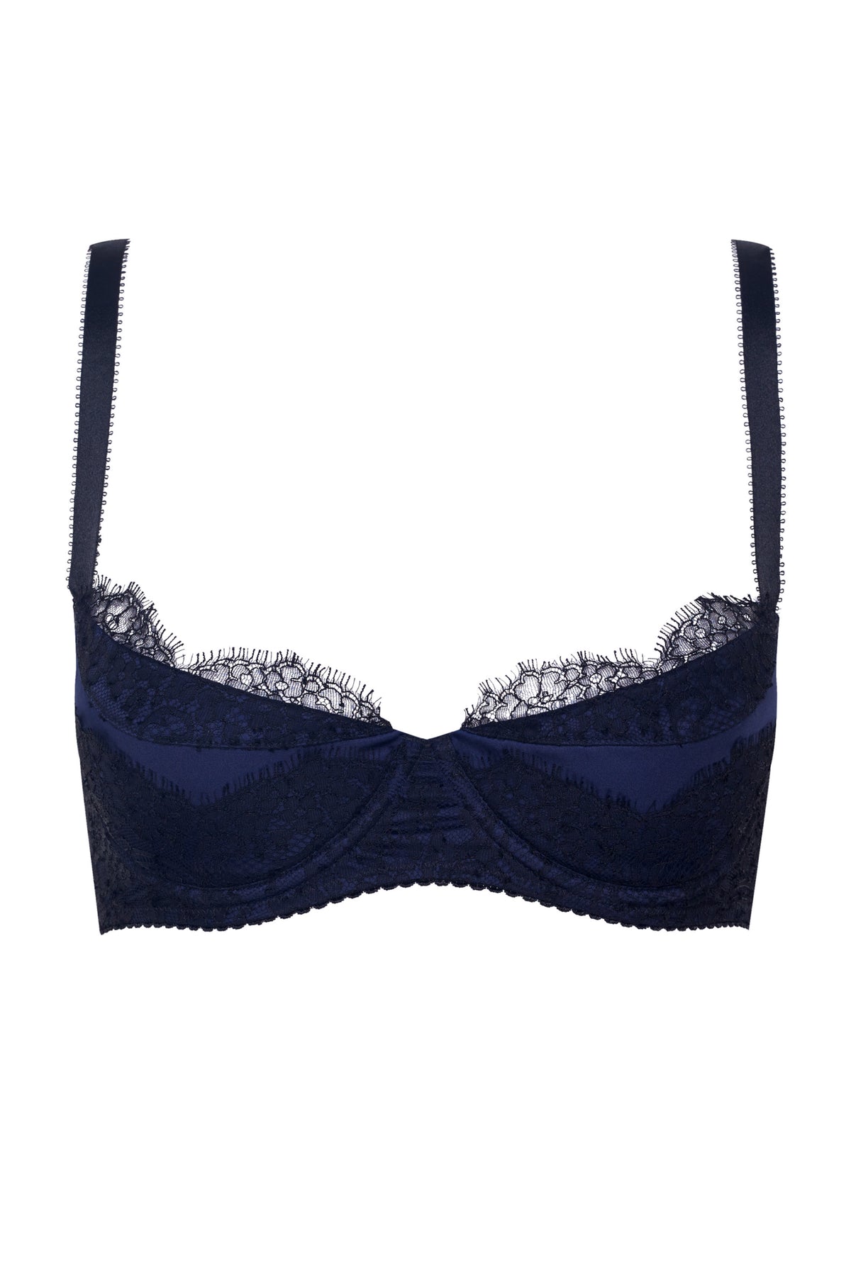 Soutien-gorge pigeonnant satin bleu "Rama"