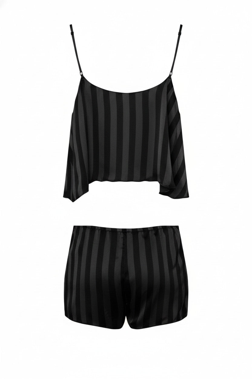 Top & short mousseline noire