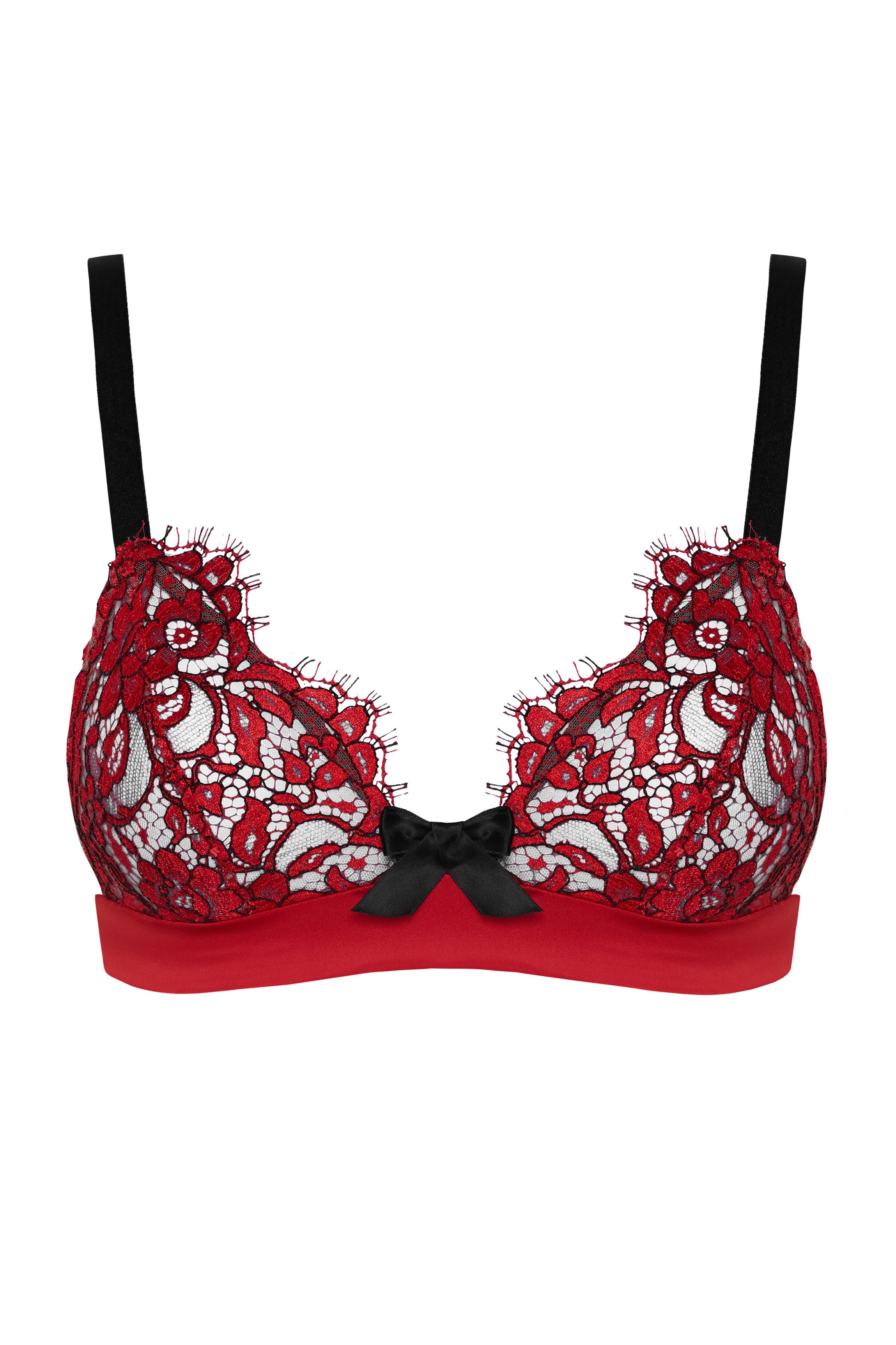Soutien-gorge sans armature dentelle rouge ALEXIA