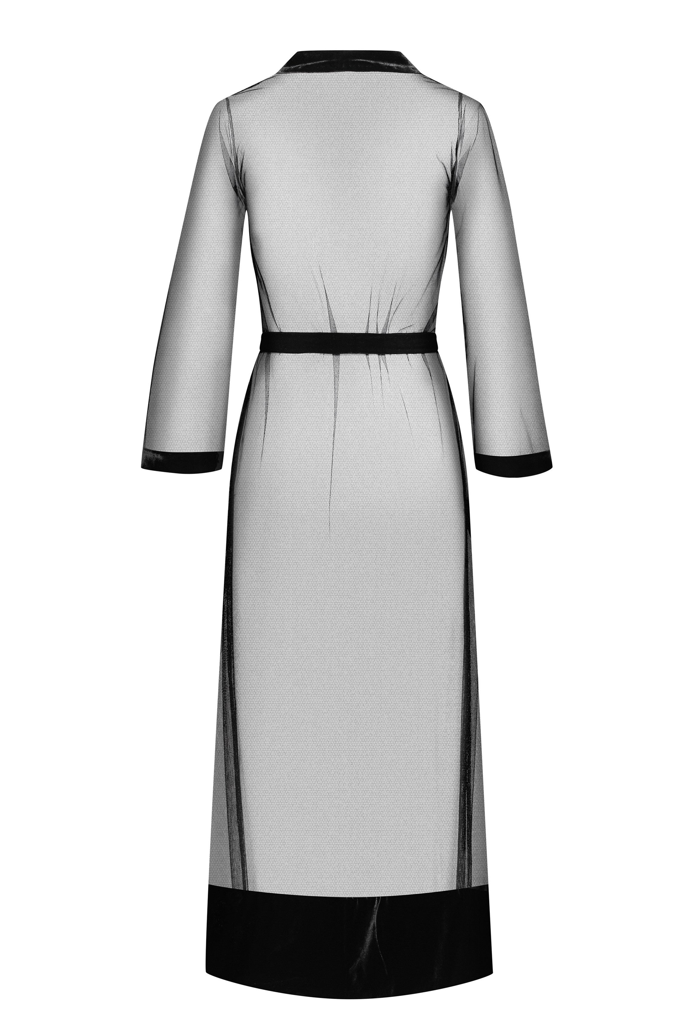 Langer Kimono aus Tüll und Samt