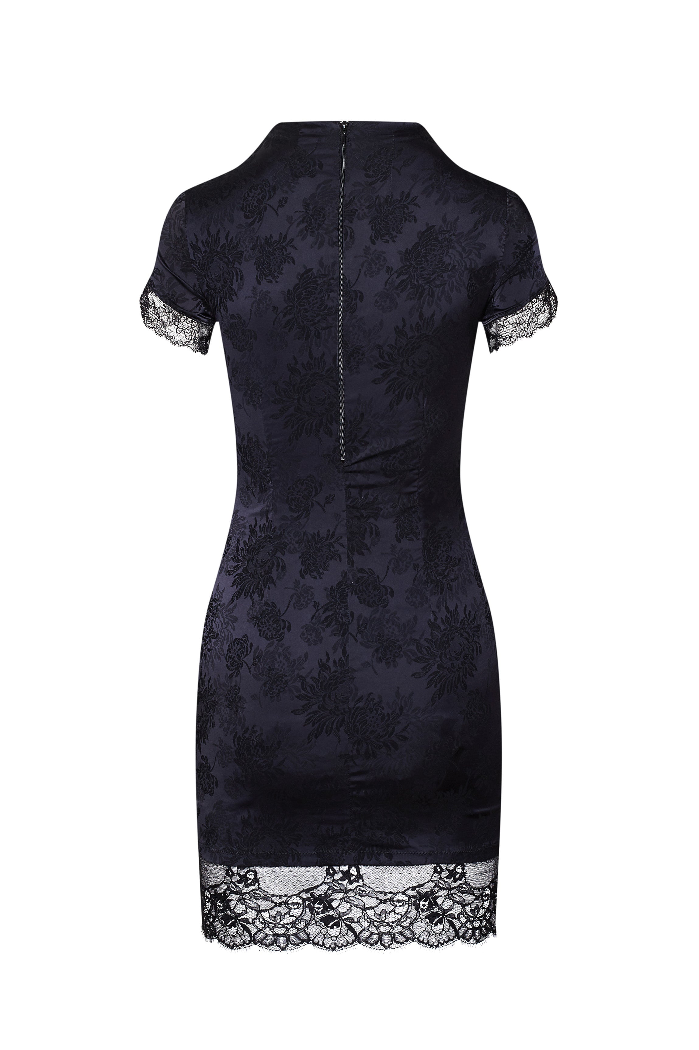Robe en satin broché noir VIOLETTA