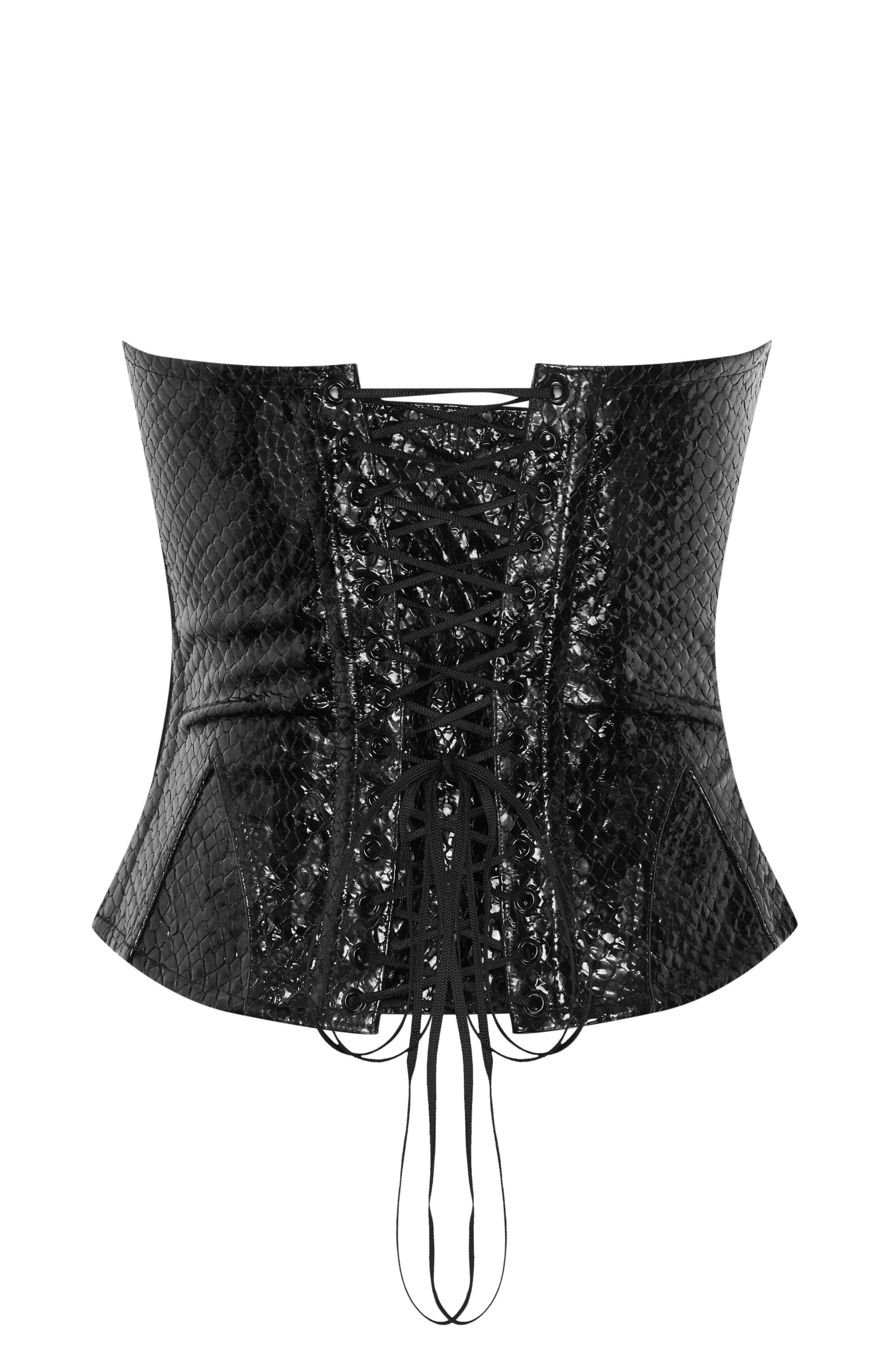 Corset noir cuir VICTORIA