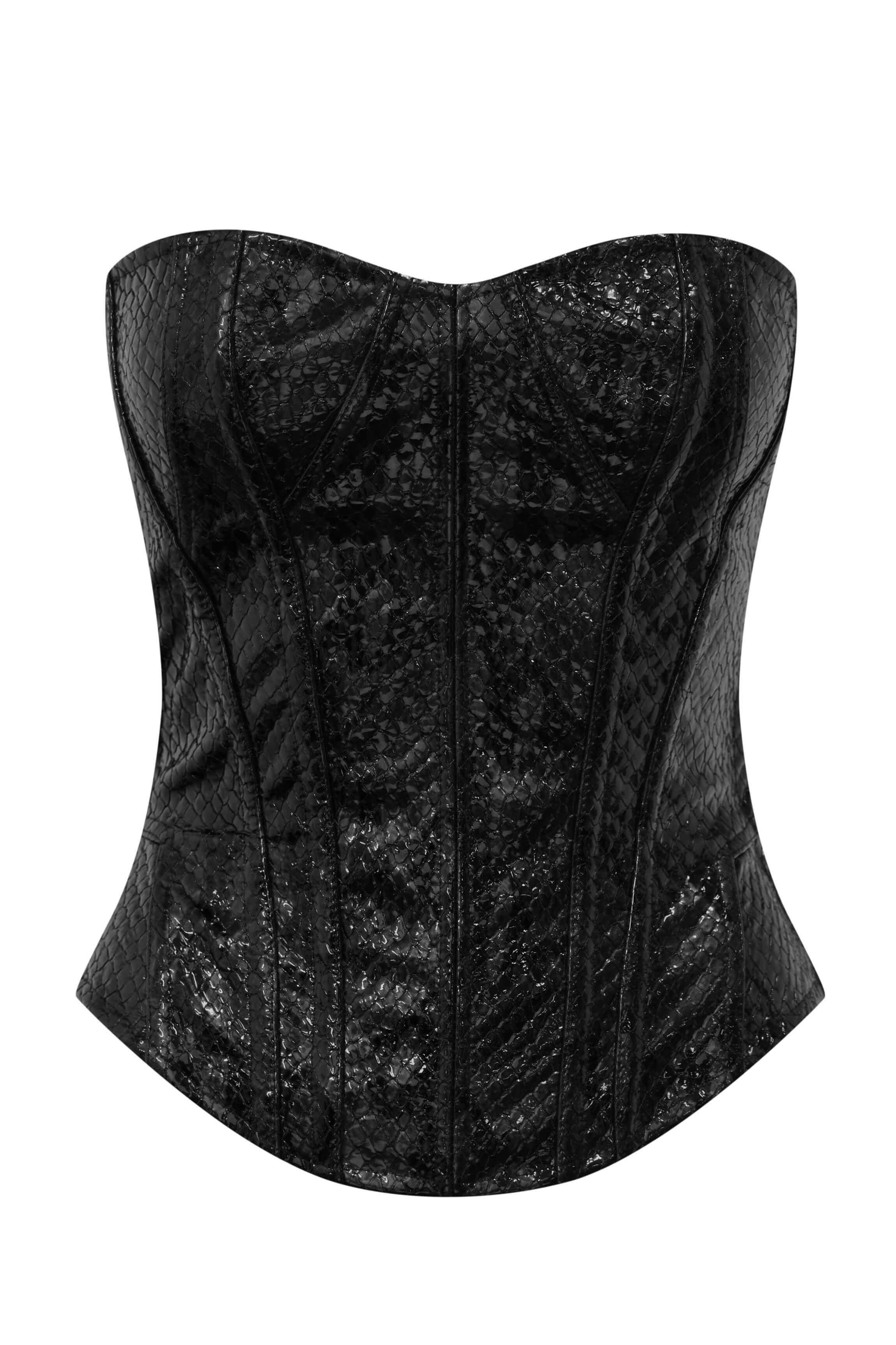 Corset noir cuir VICTORIA