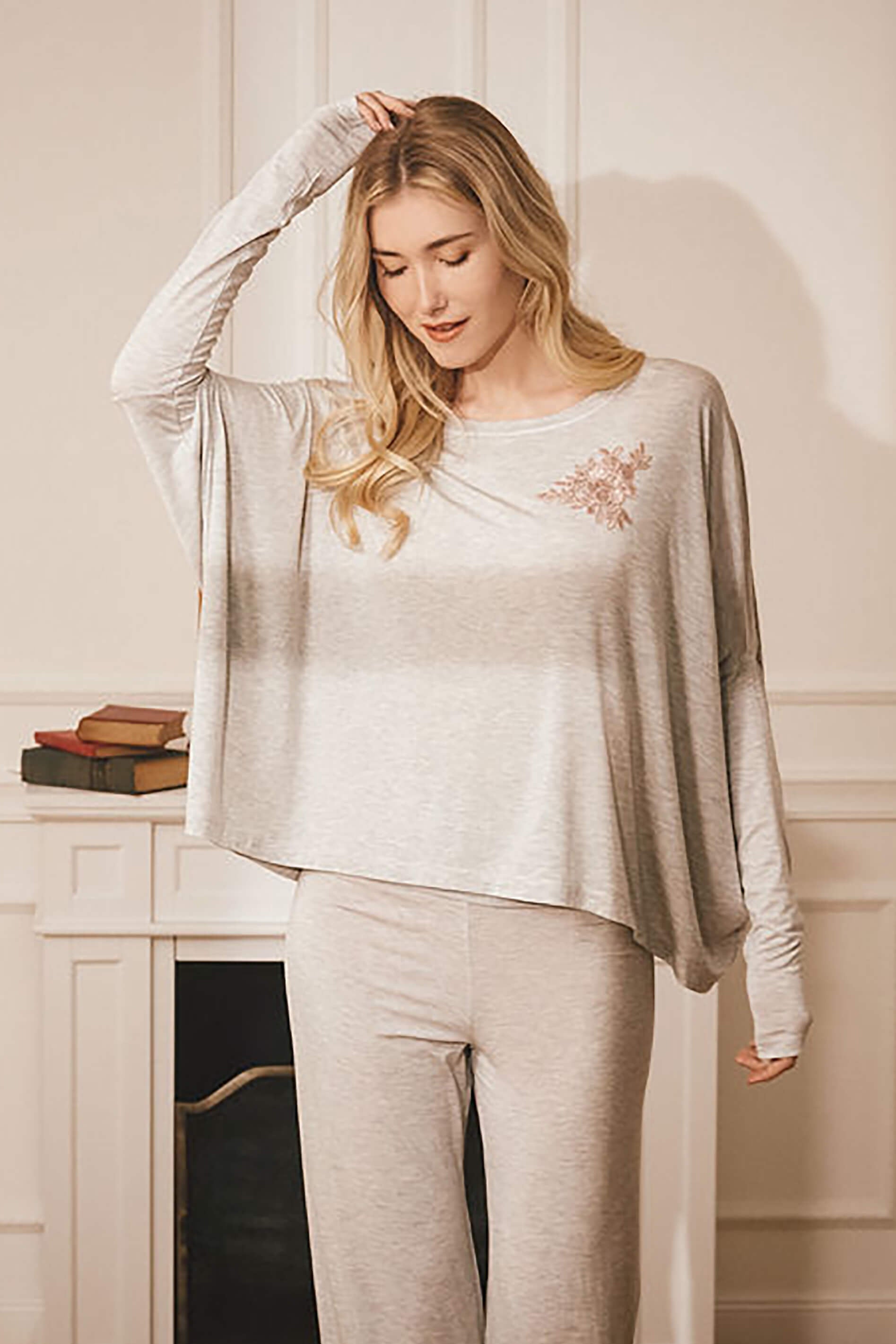 Pantalon RELAX modal gris clair