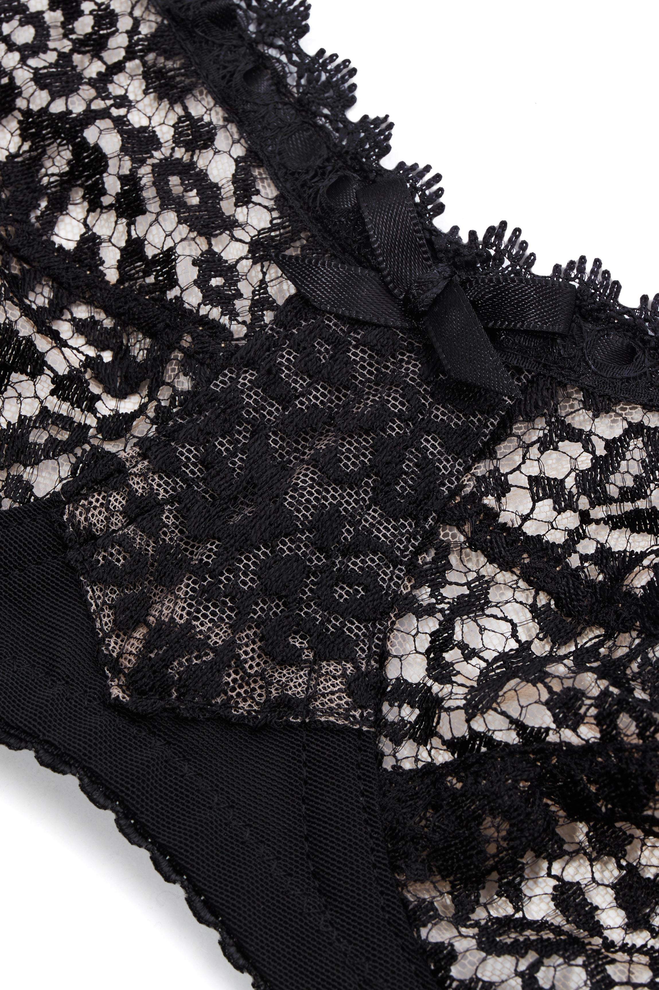 Soutien-gorge noir dentelle plate