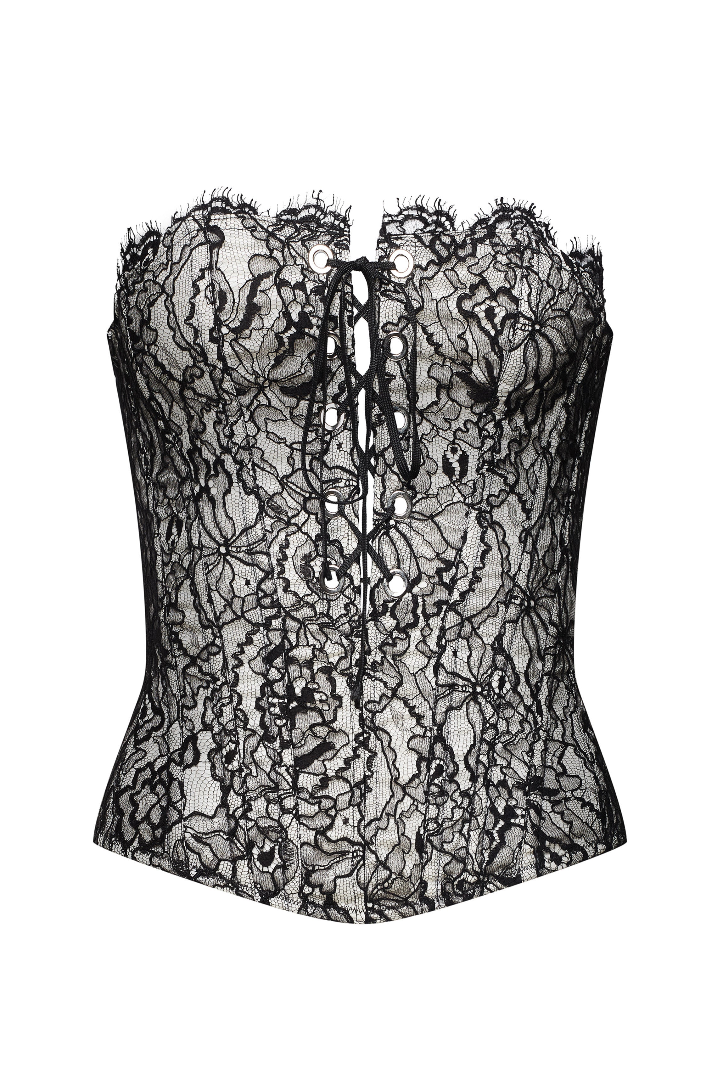 Corset noir et blanc dentelle MIKO