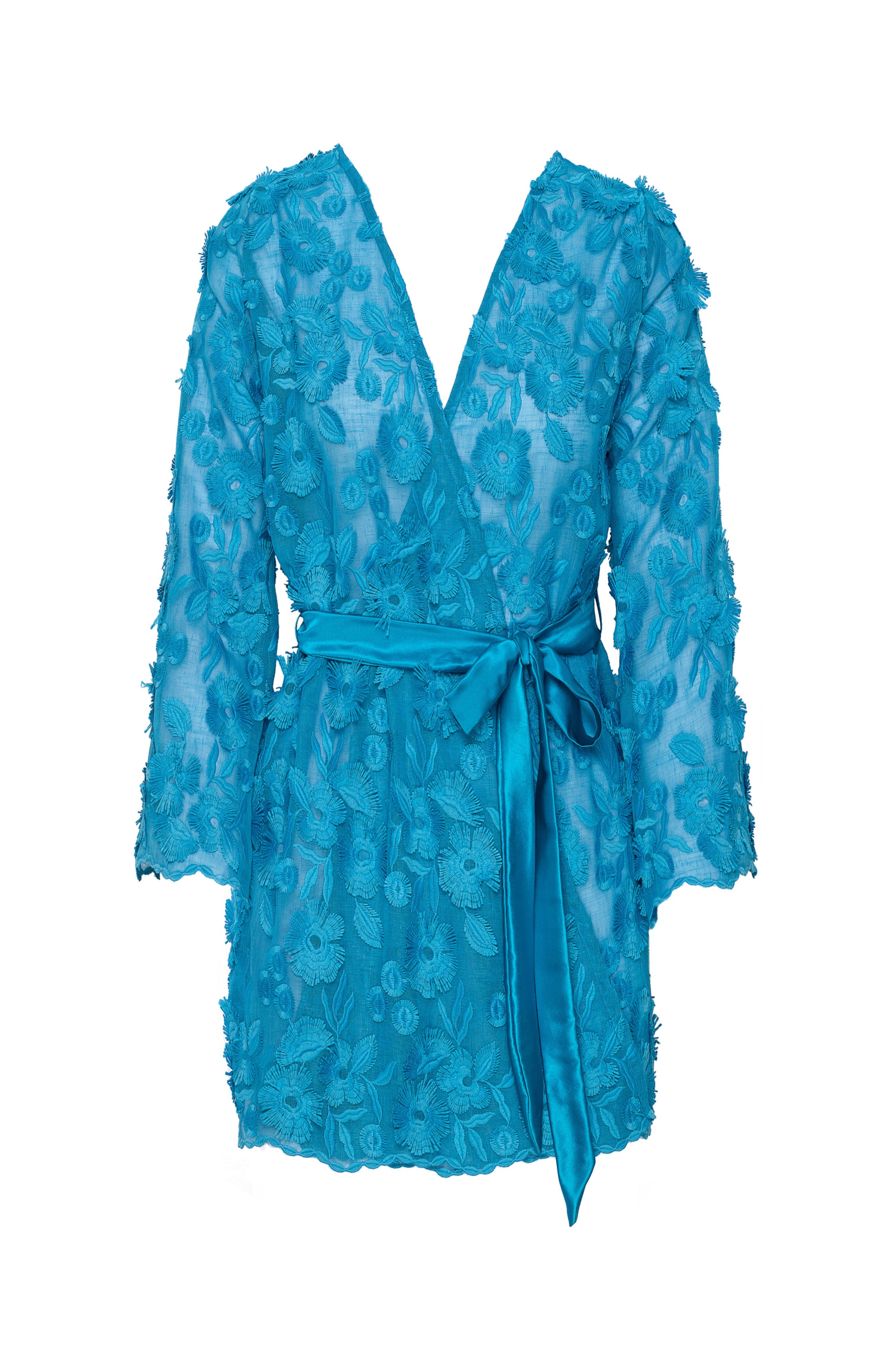 Kimono aus blauem Leinen