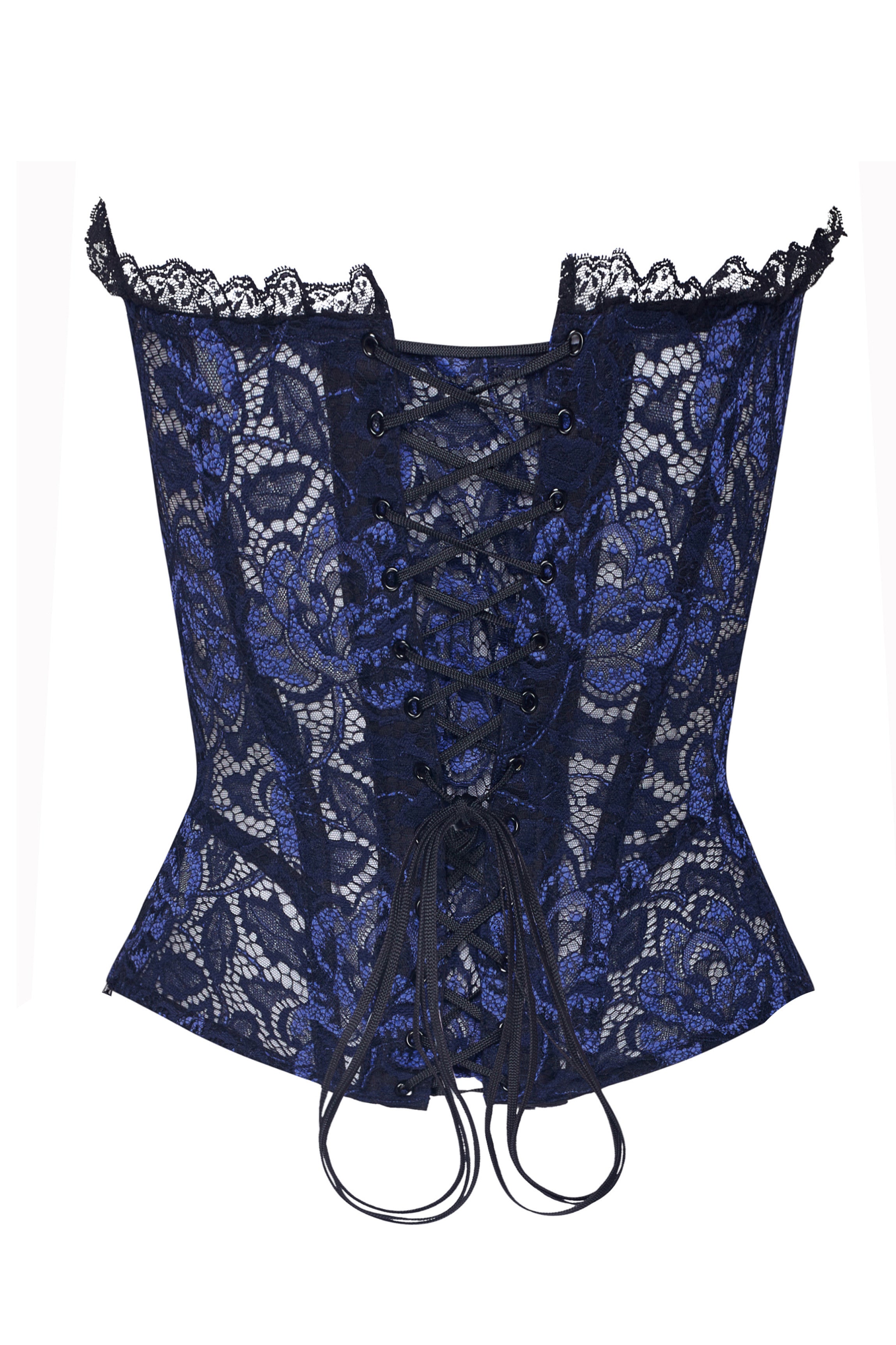 Corset bleu dentelle Mezzo MALIA