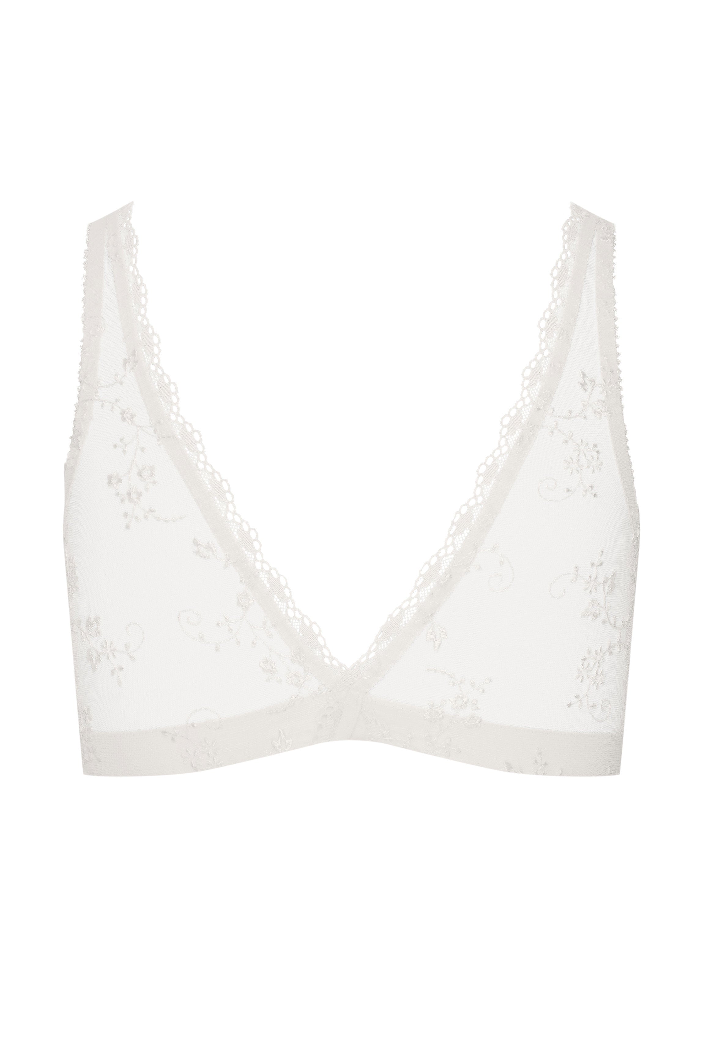 Soutien-gorge ouverture devant brodé fleurette blanc CLIP