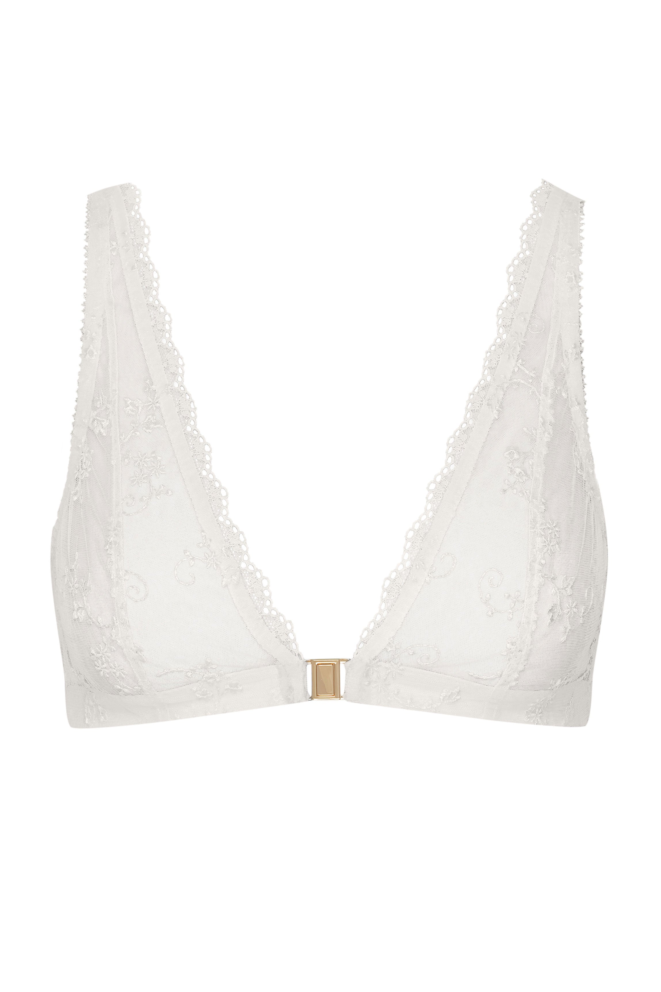 Soutien-gorge ouverture devant brodé fleurette blanc CLIP