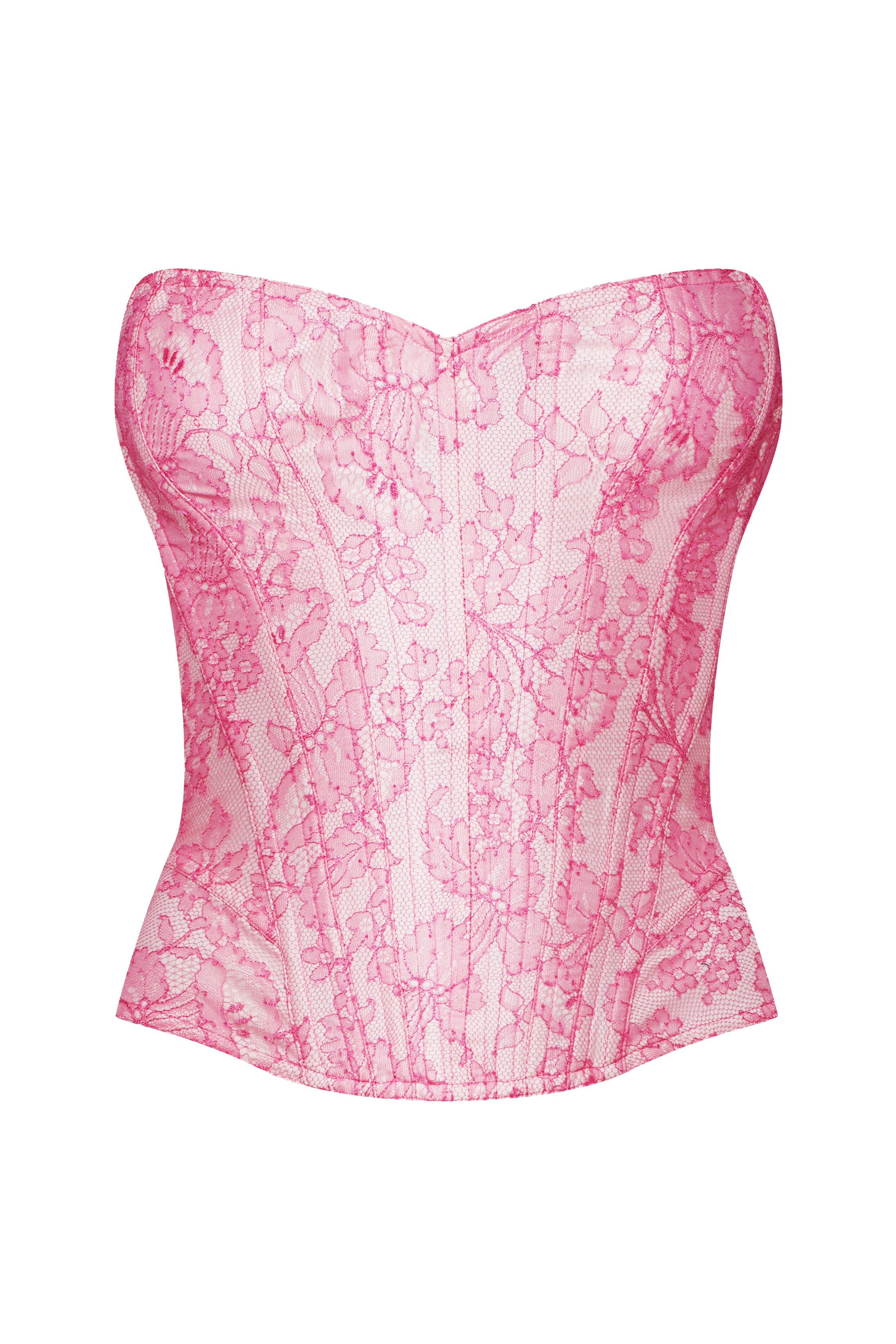 Corset rose en dentelle Chantilly MALIA