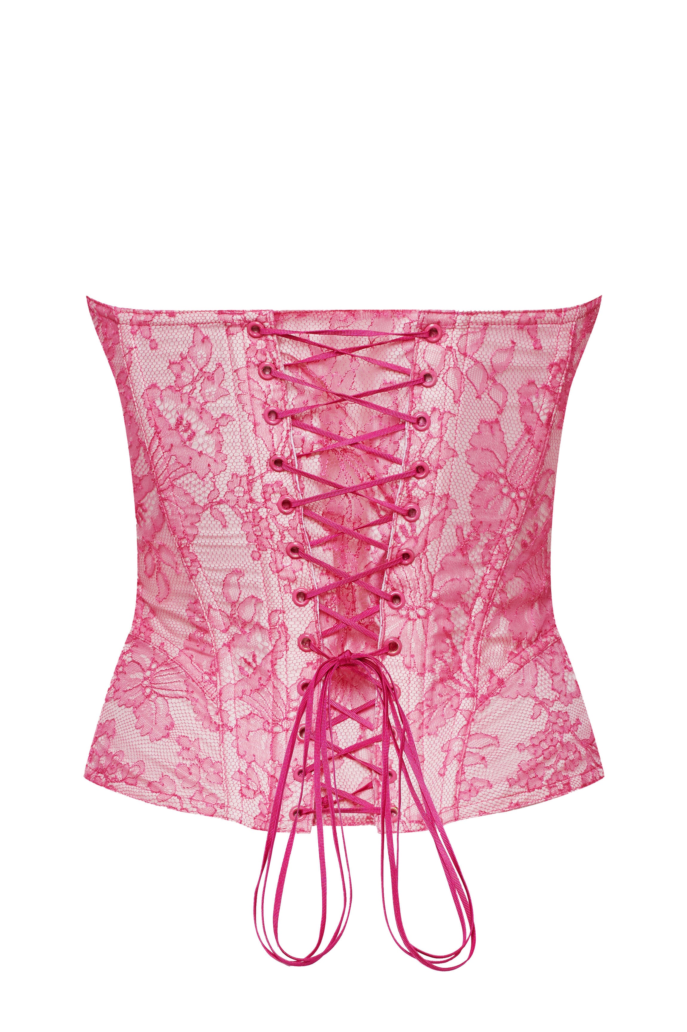 Corset rose en dentelle Chantilly MALIA