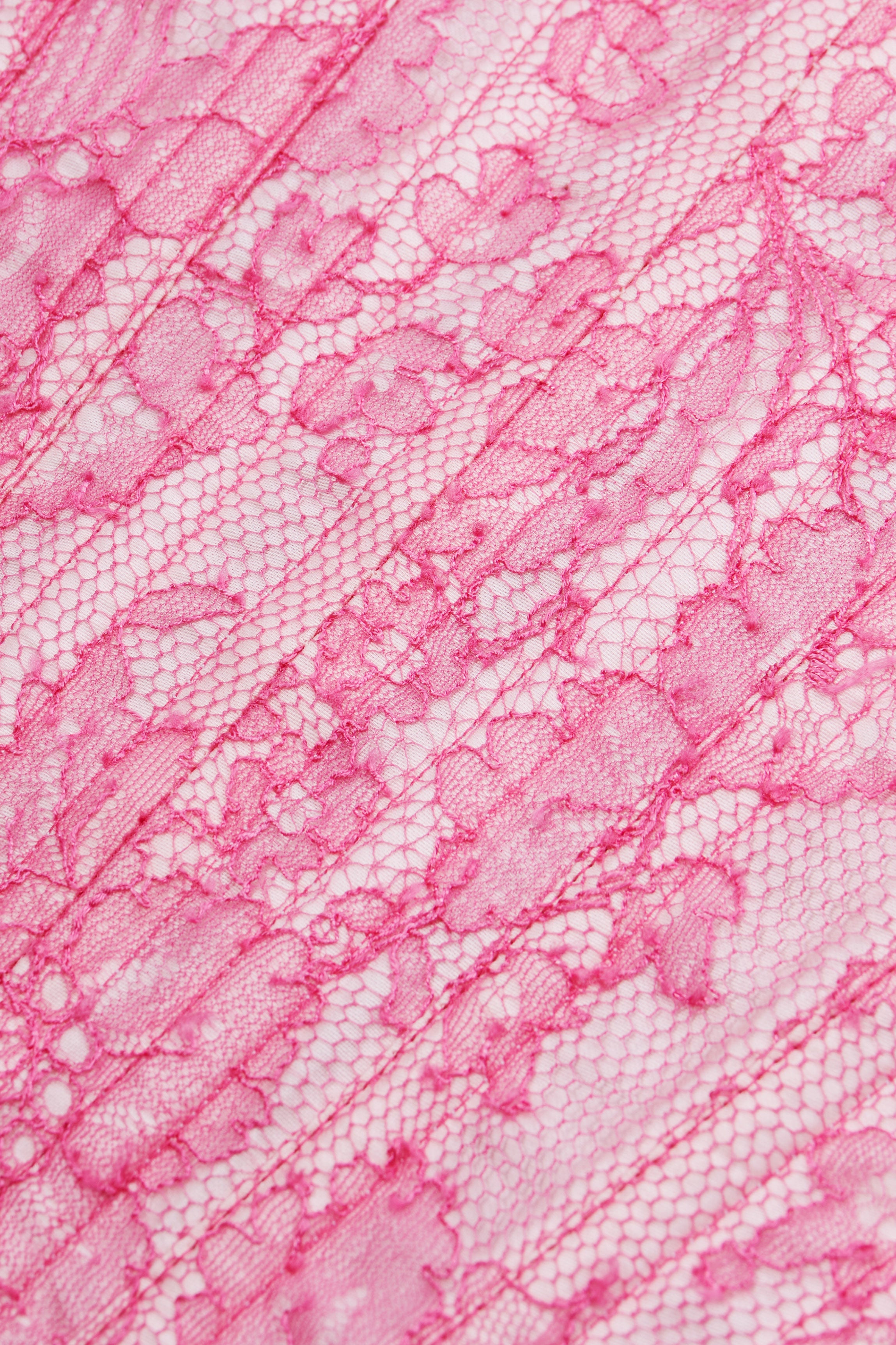 Corset rose en dentelle Chantilly MALIA