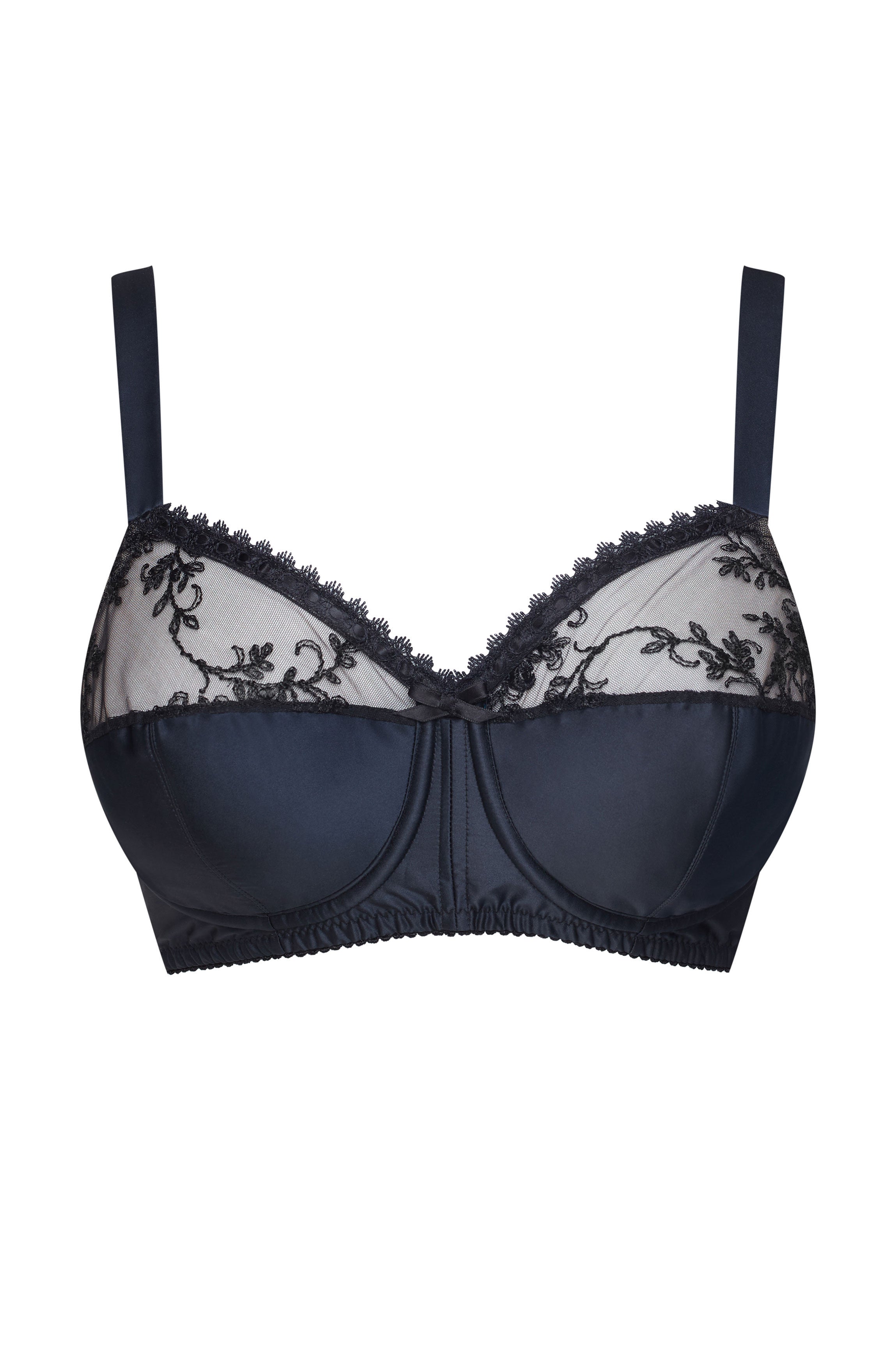 Soutien-gorge poitrine généreuse satin noir "Baliette"