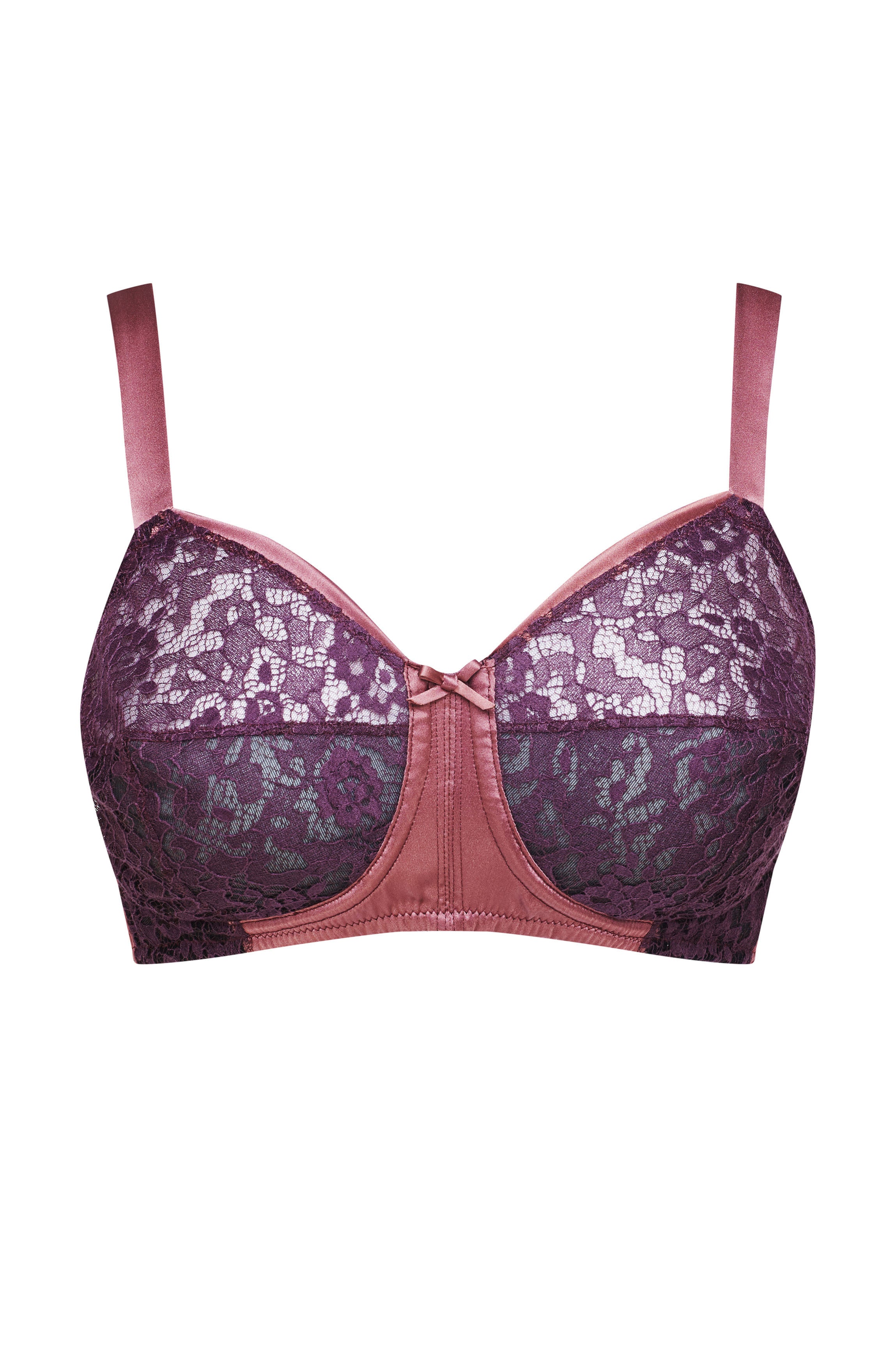 Soutien-gorge poitrine généreuse soie prune "Baliette"