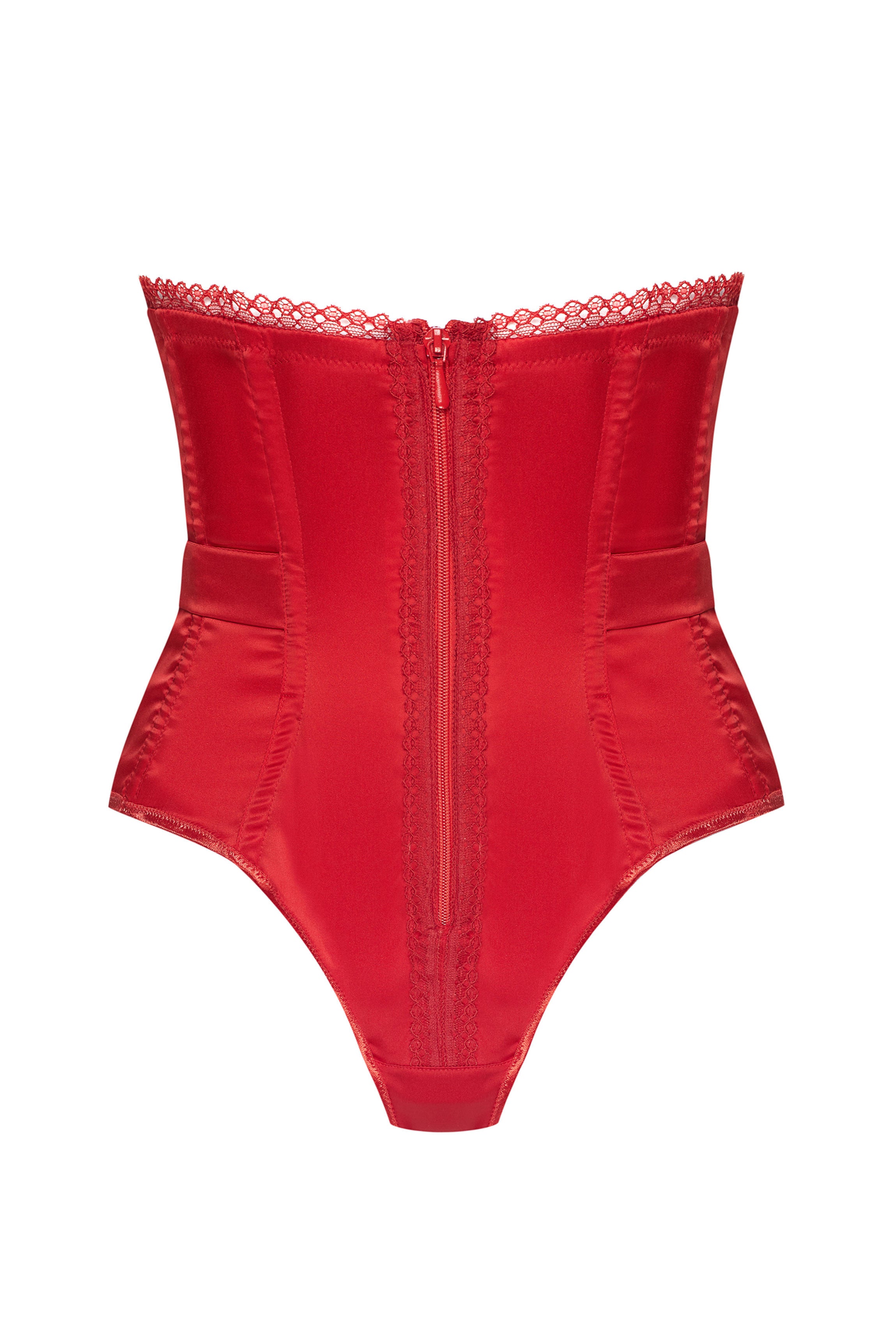 Culotte taille haute GILIAN satin rouge