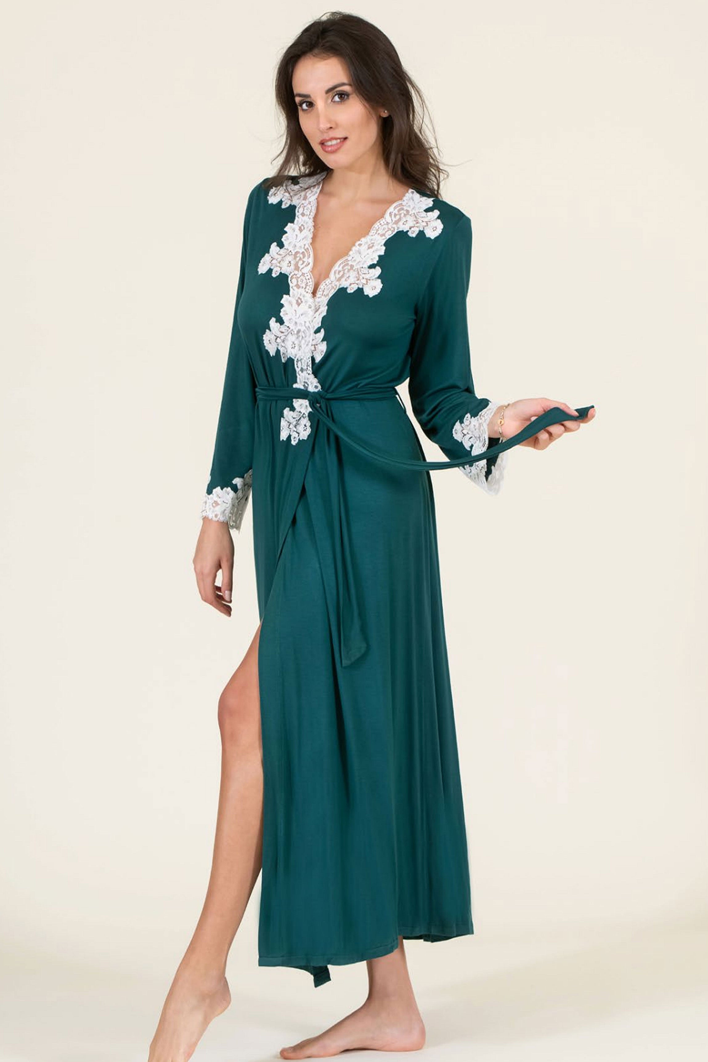Peignoir long modal vert