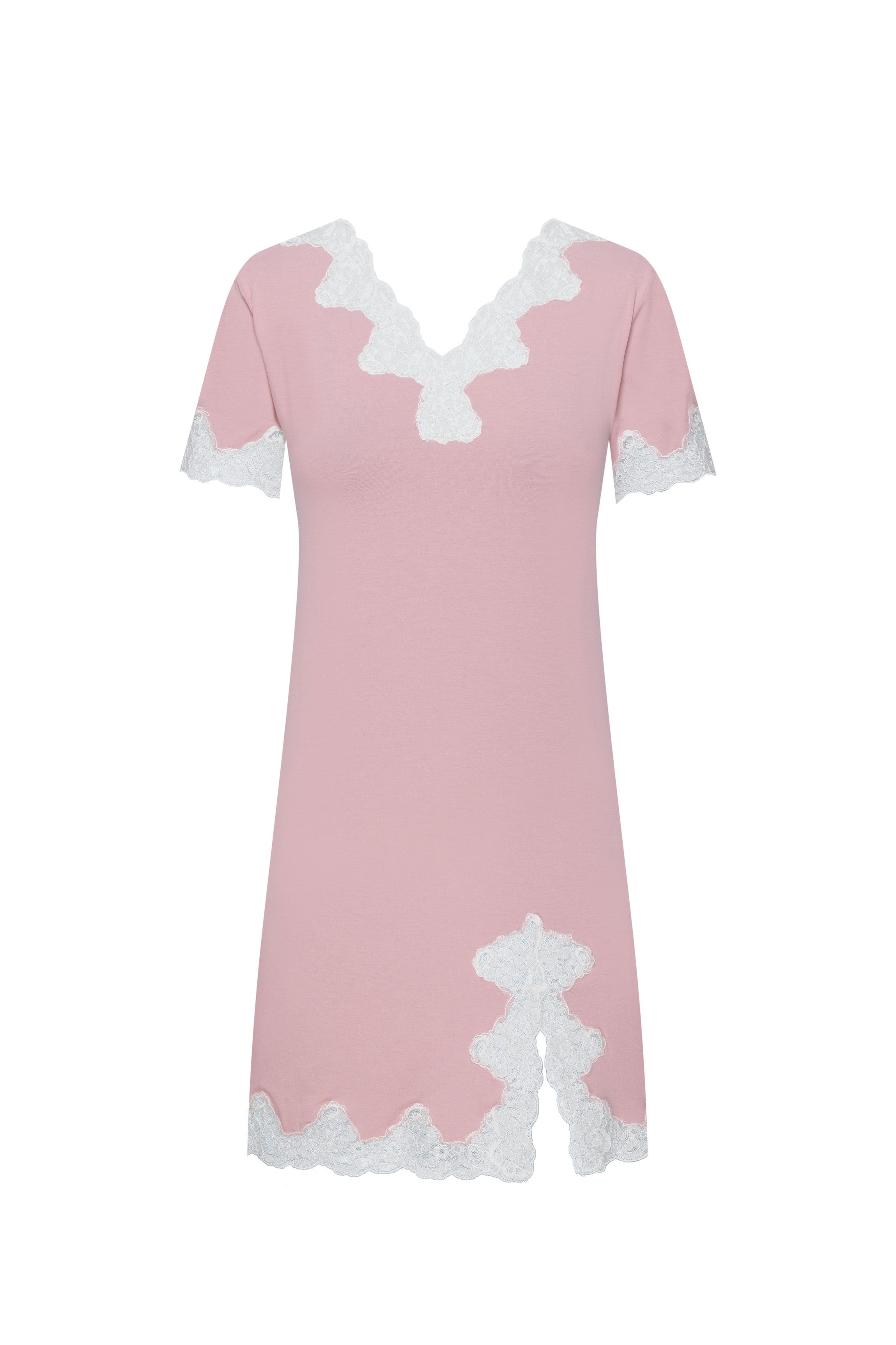 Chemise de nuit modal petites manches rose