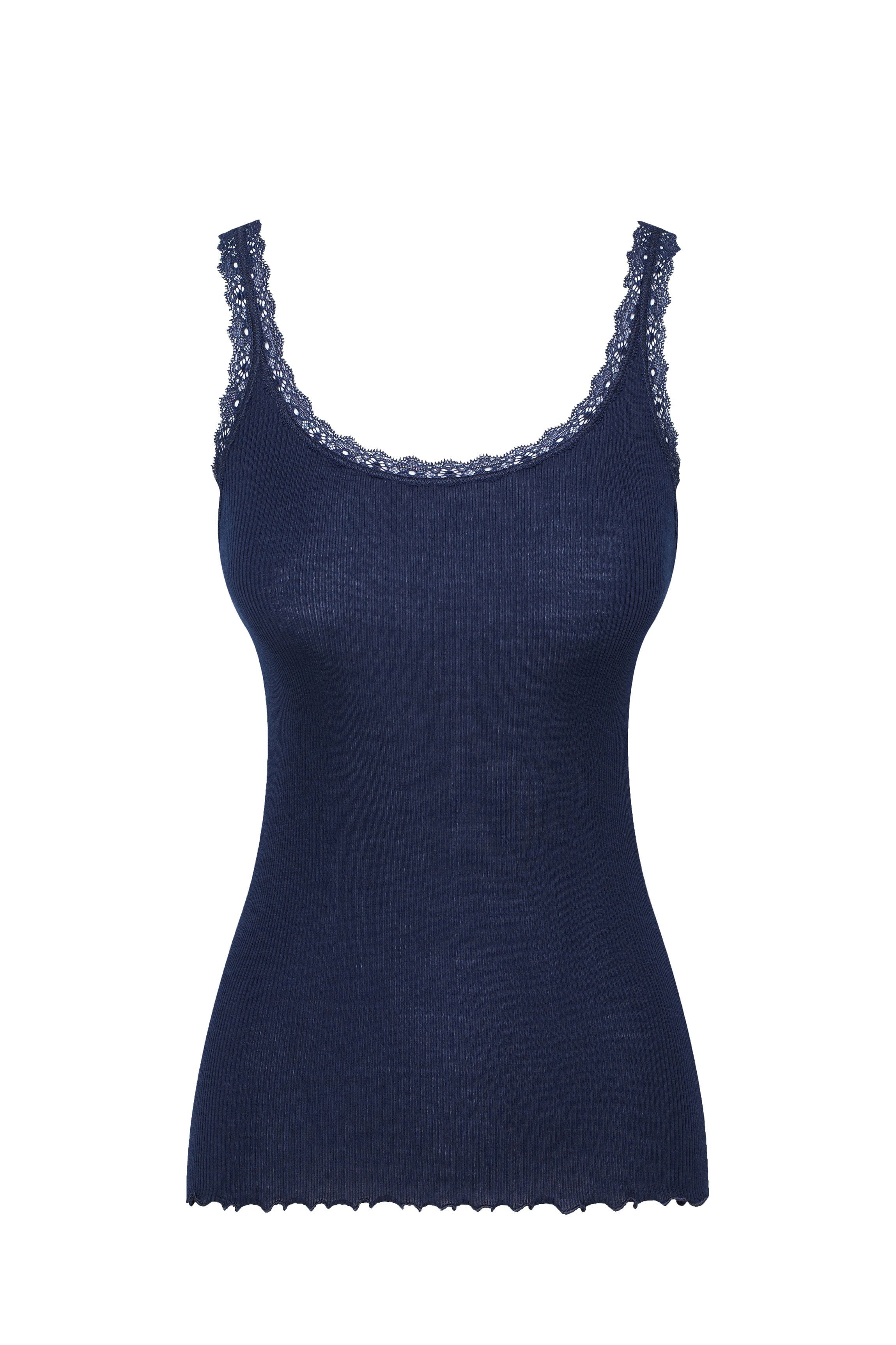 Top laine et soie bleu navy