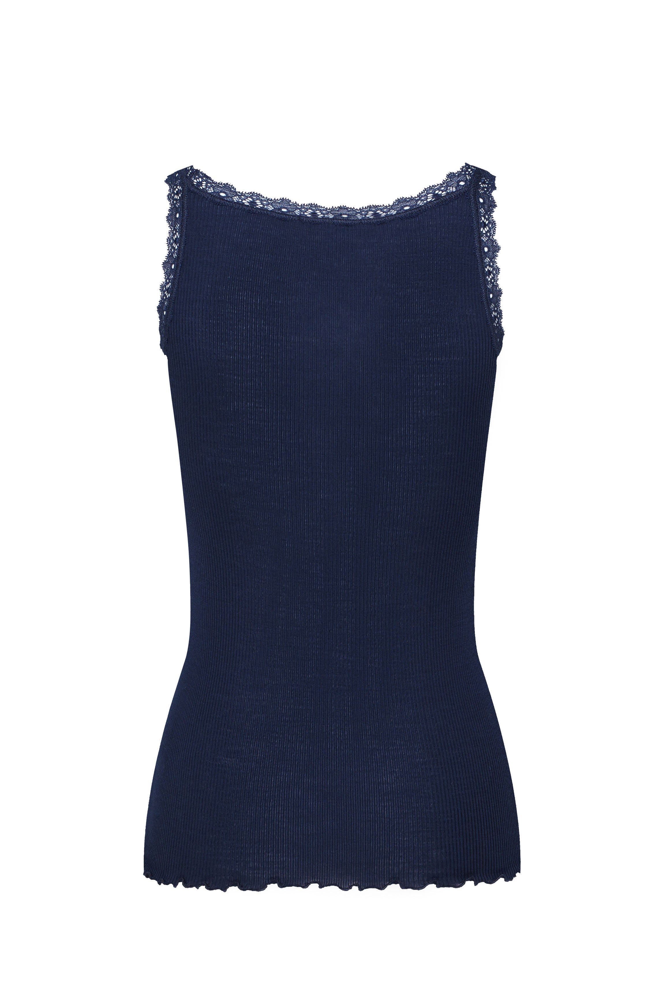 Top laine et soie bleu navy