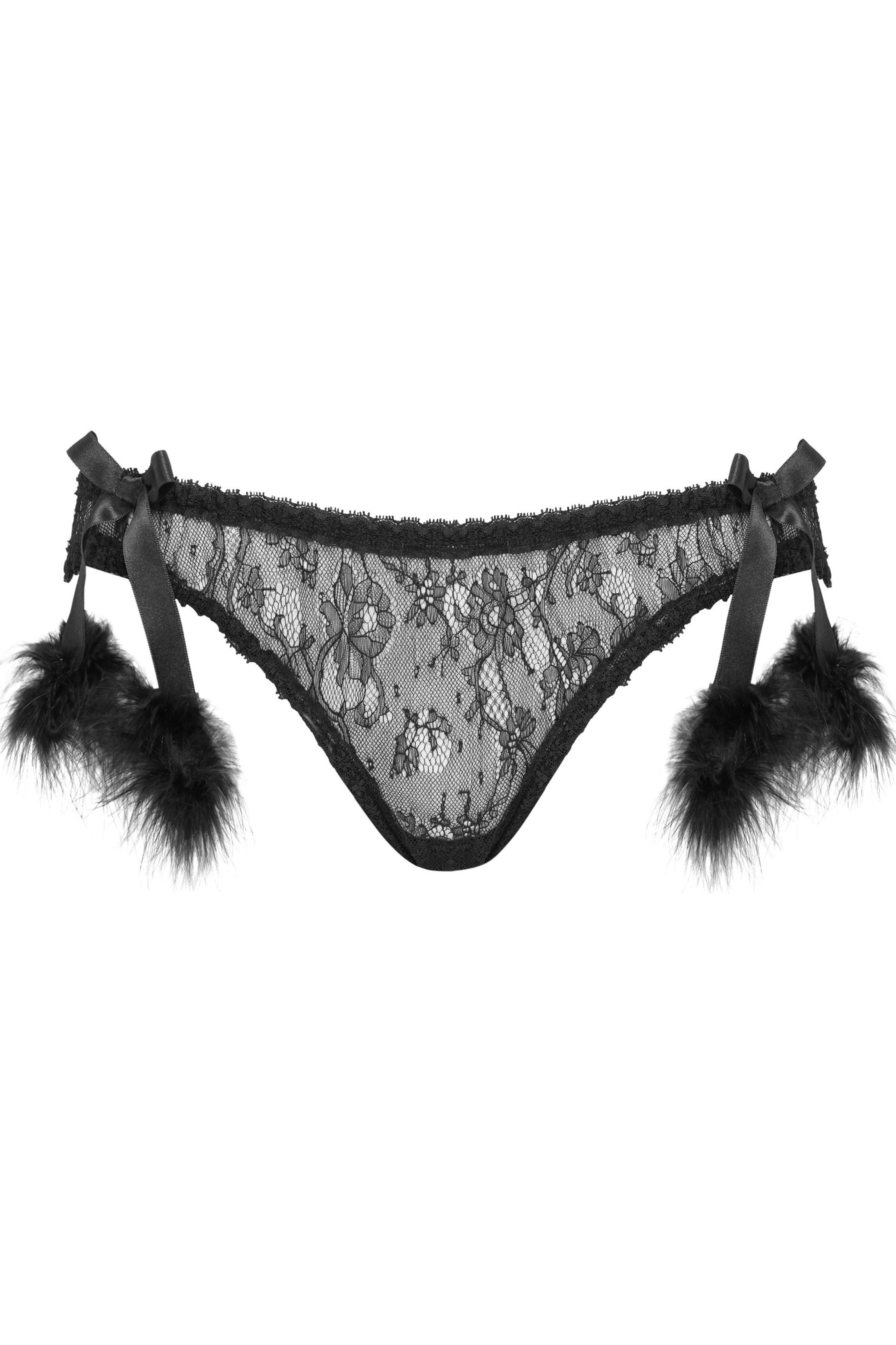 Culotte dentelle noir pompom