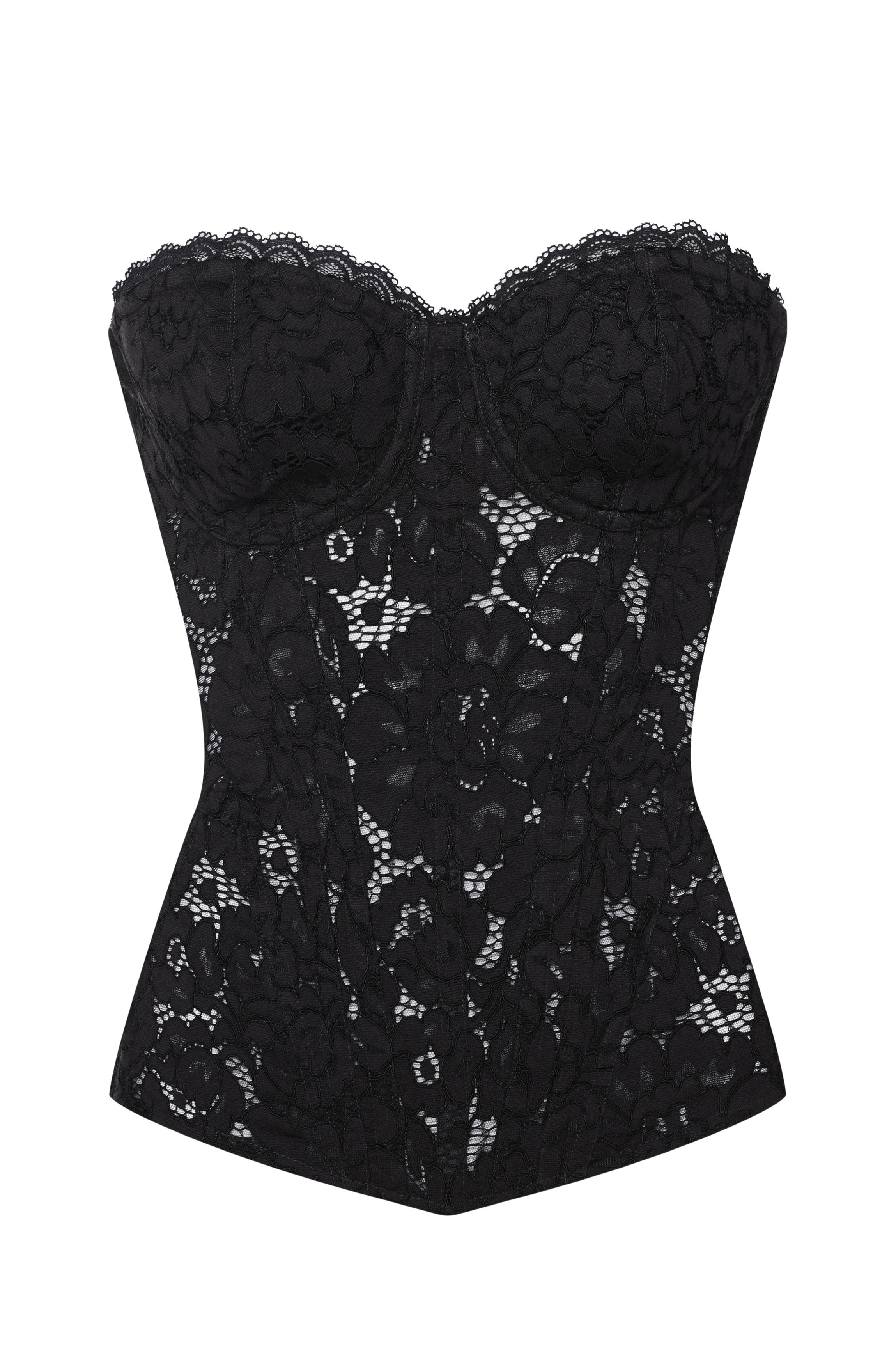 Corset noir dentelle coton CLEVES