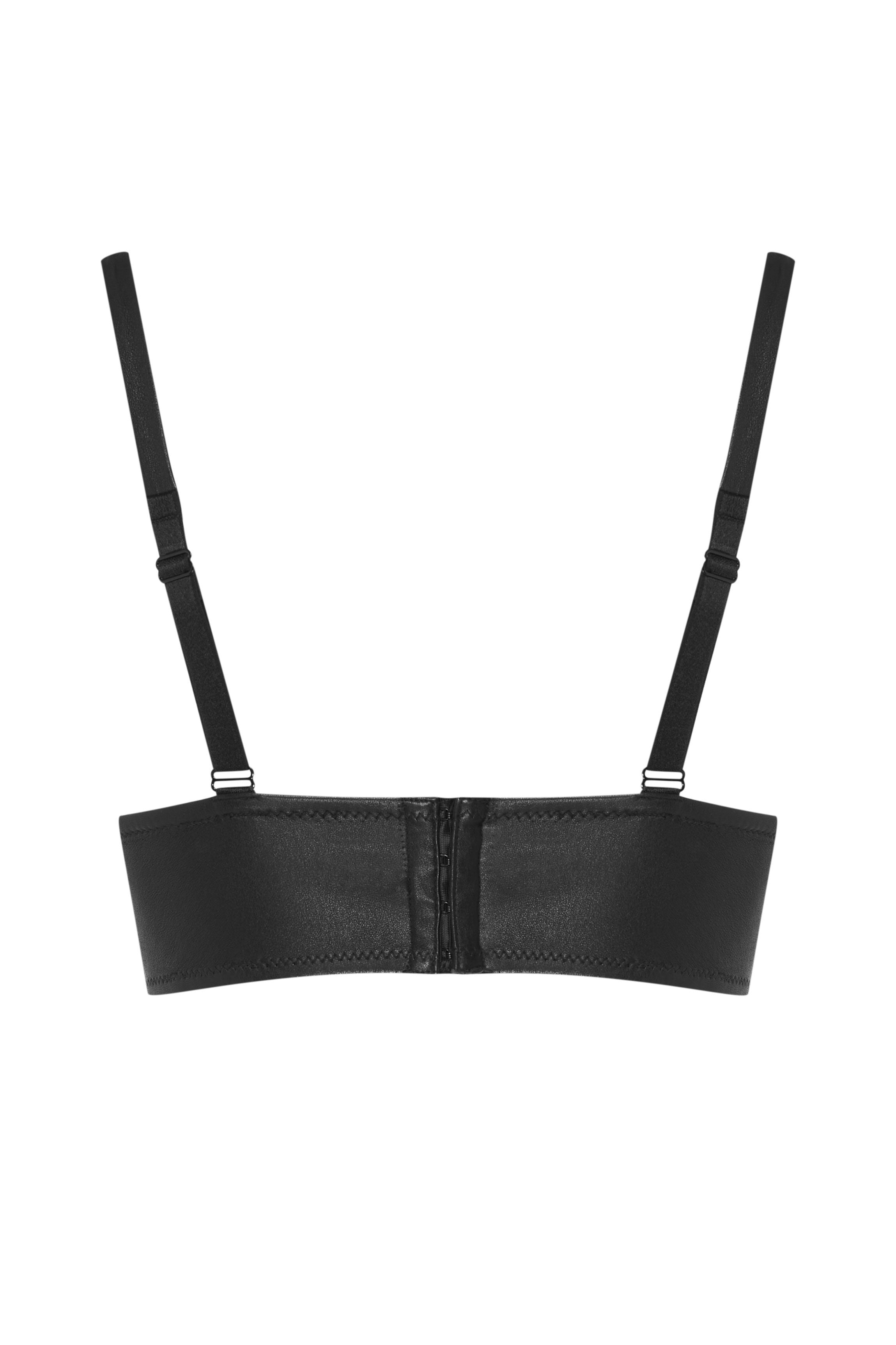 Bustier court en cuir noir
