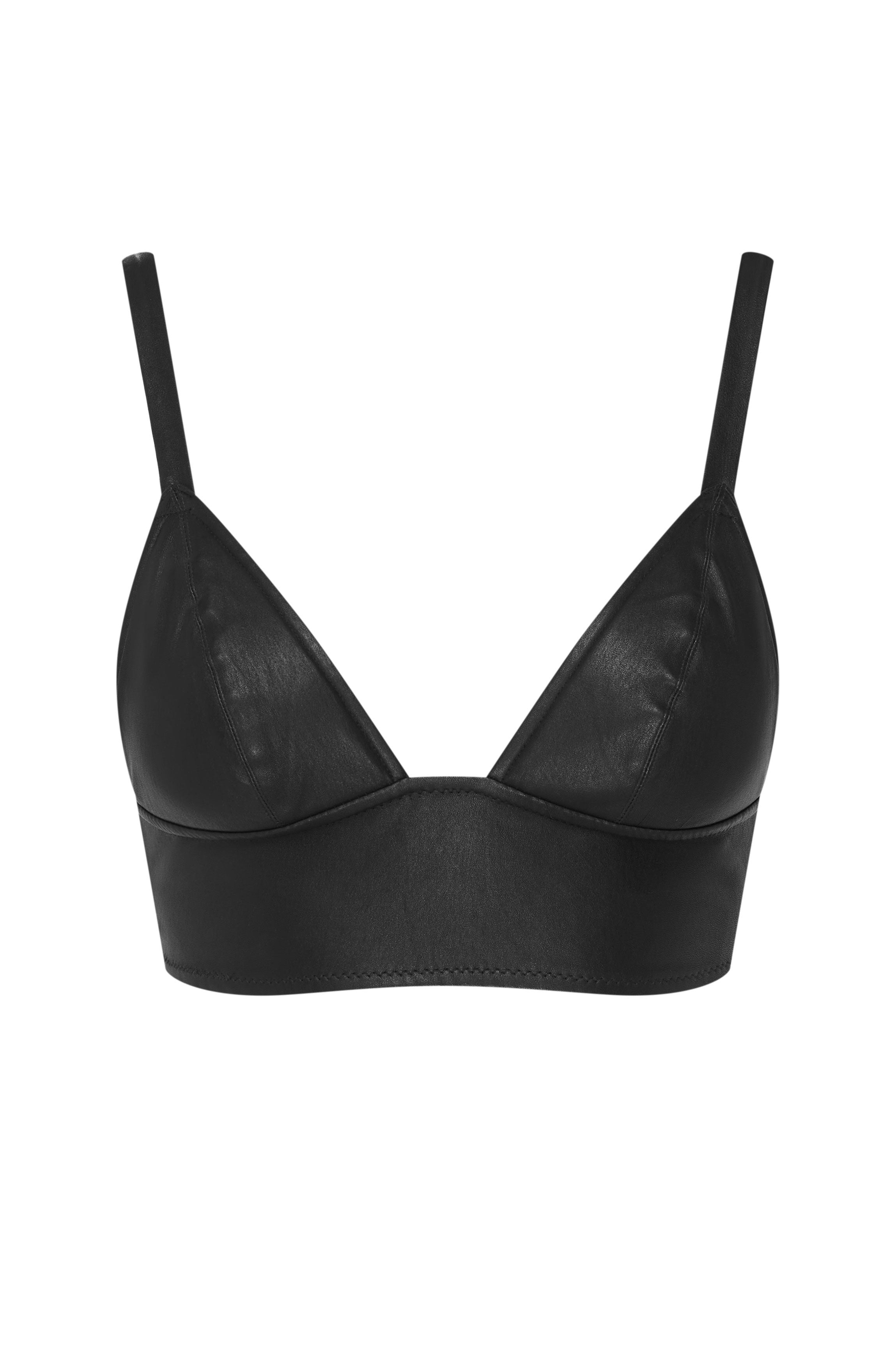 Bustier court en cuir noir