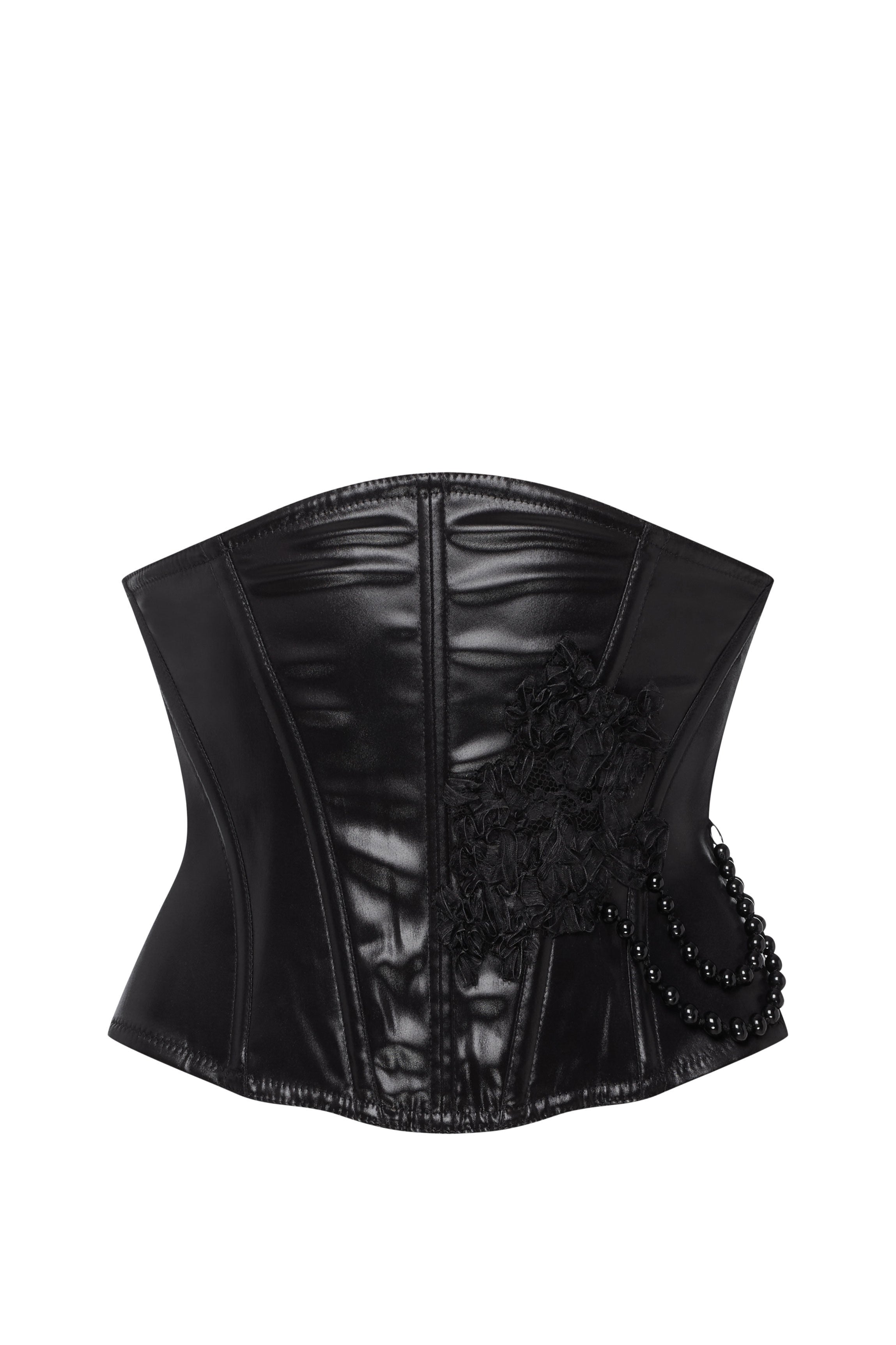 Ceinture corset laque noir FINON