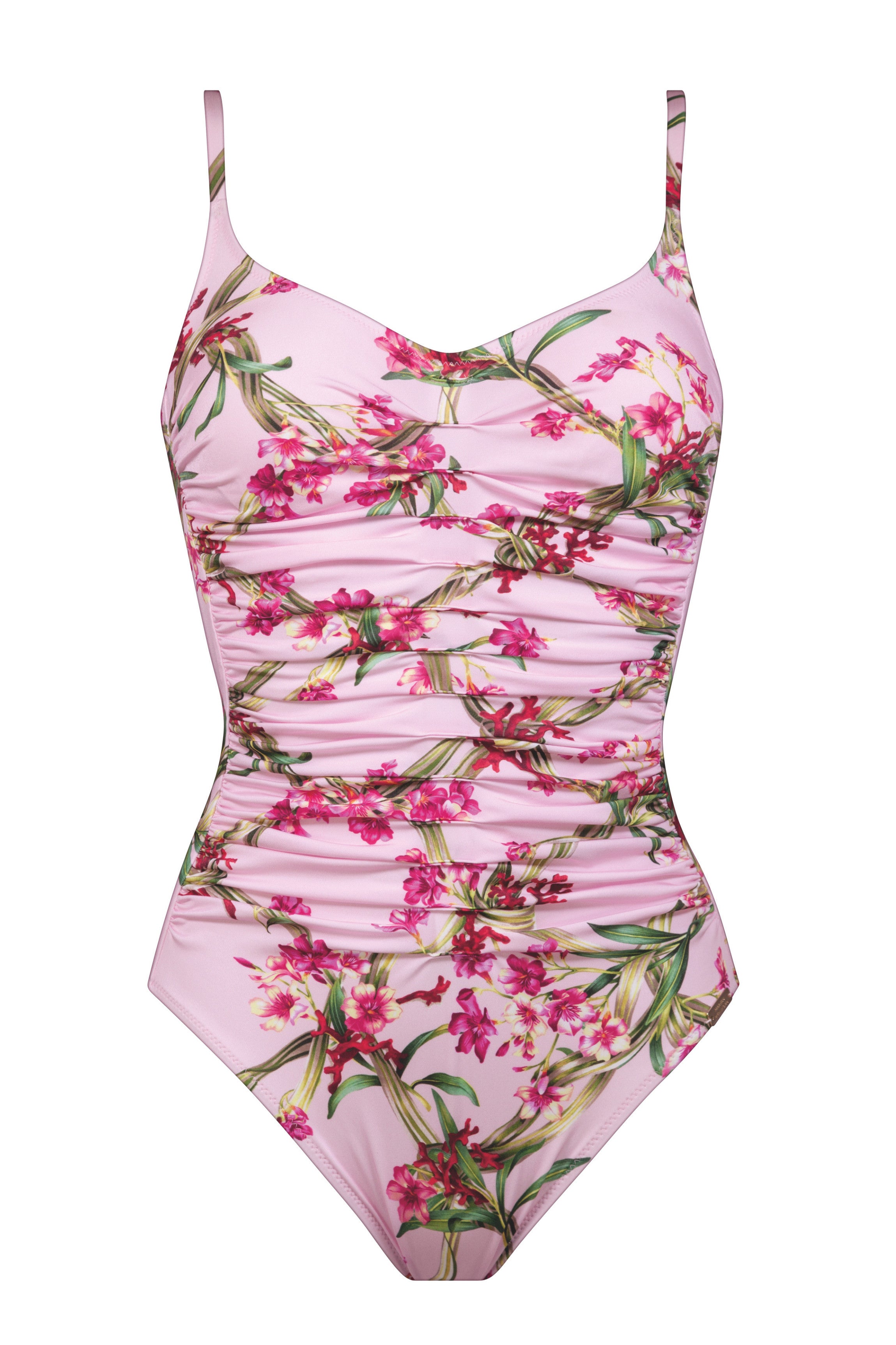 Maillot de bain drapé rose