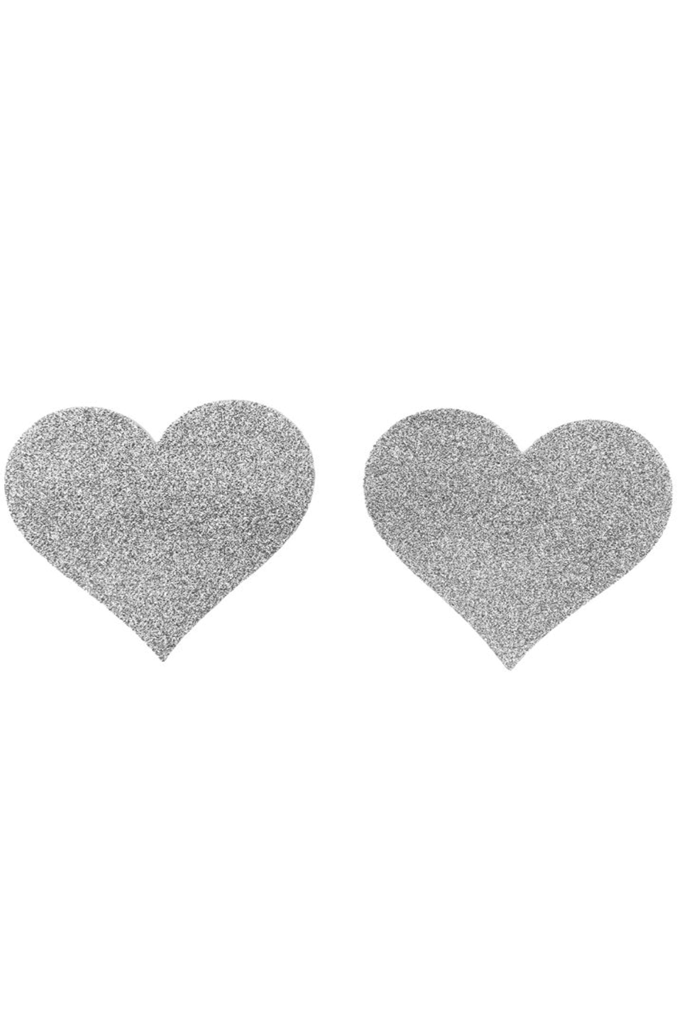 Cache tétons coeur argent