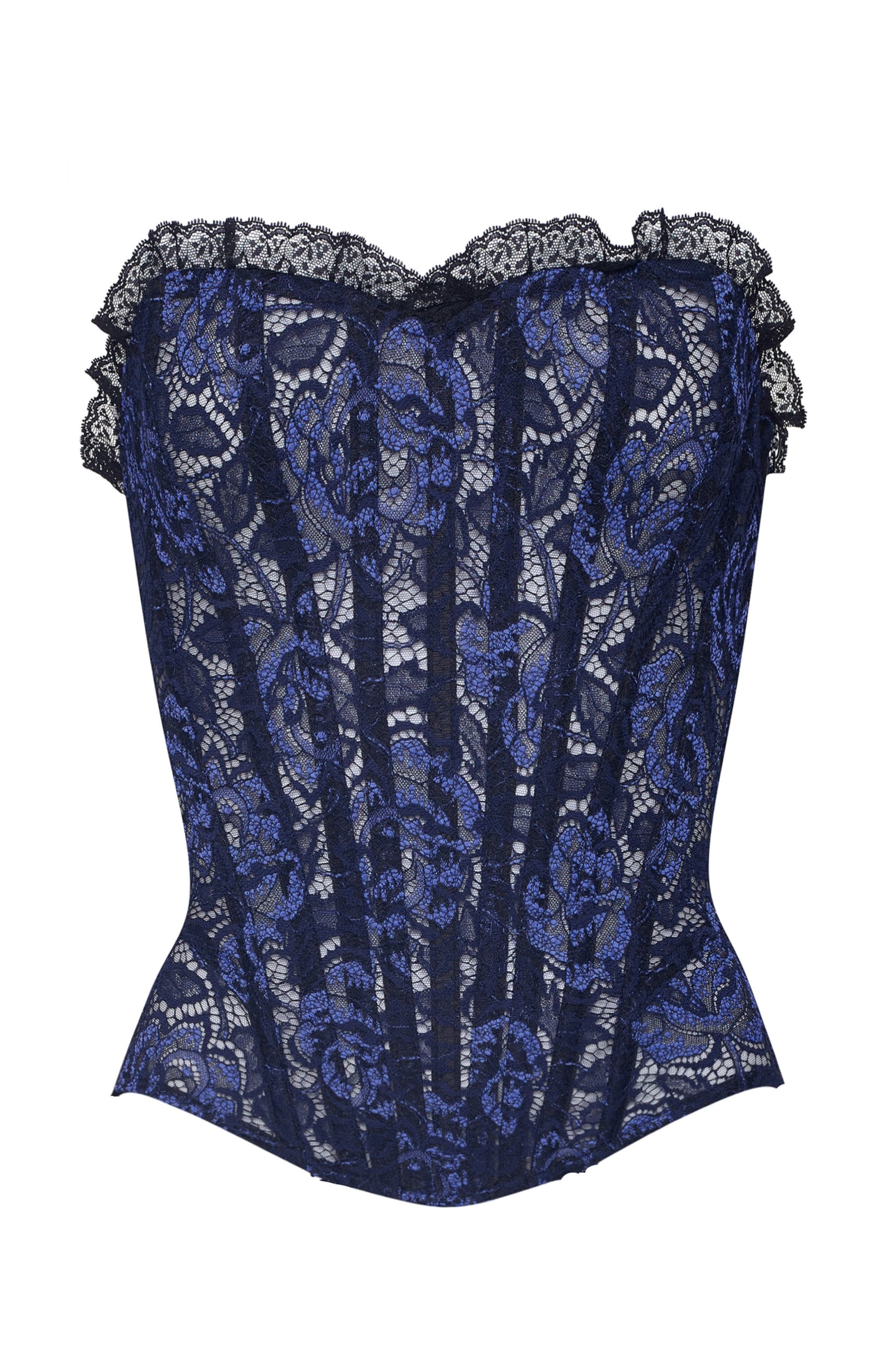 Corset bleu dentelle Mezzo MALIA