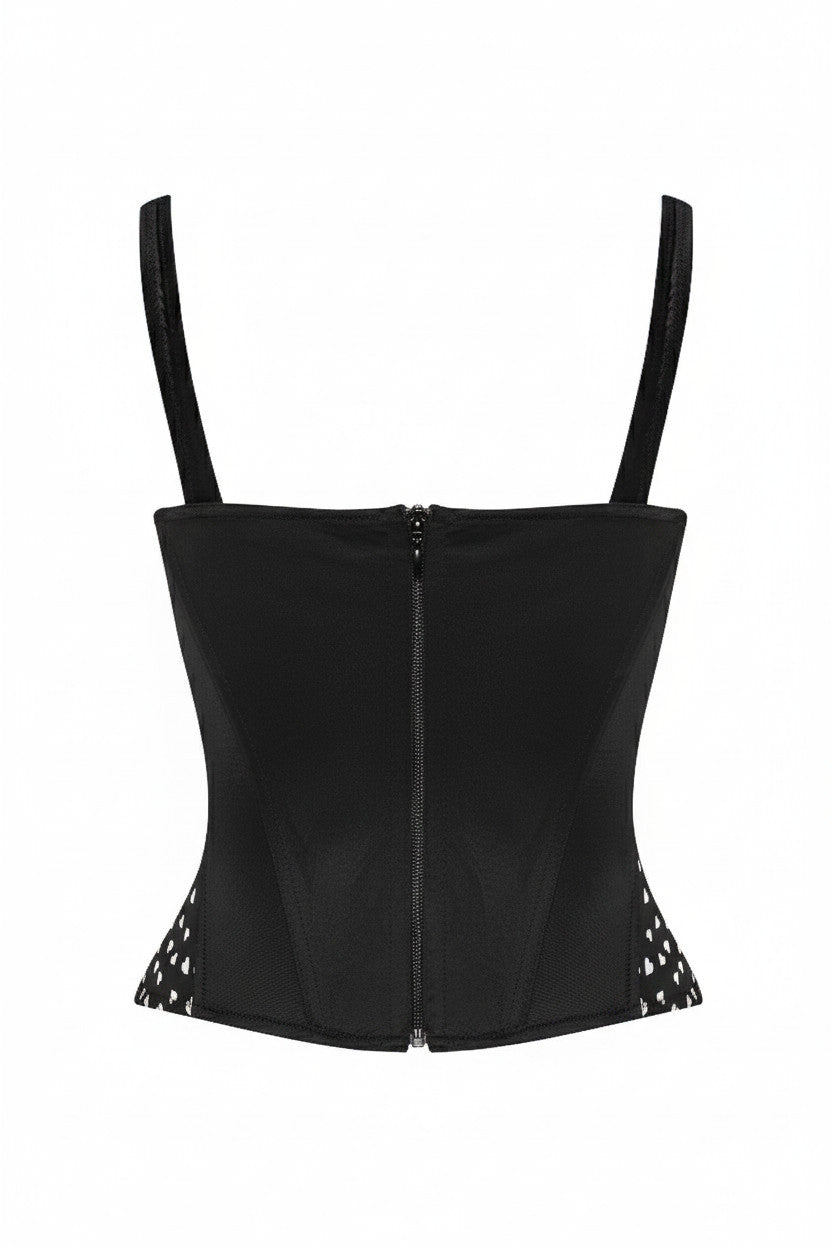 Corset noir satin petit coeur KEIKO