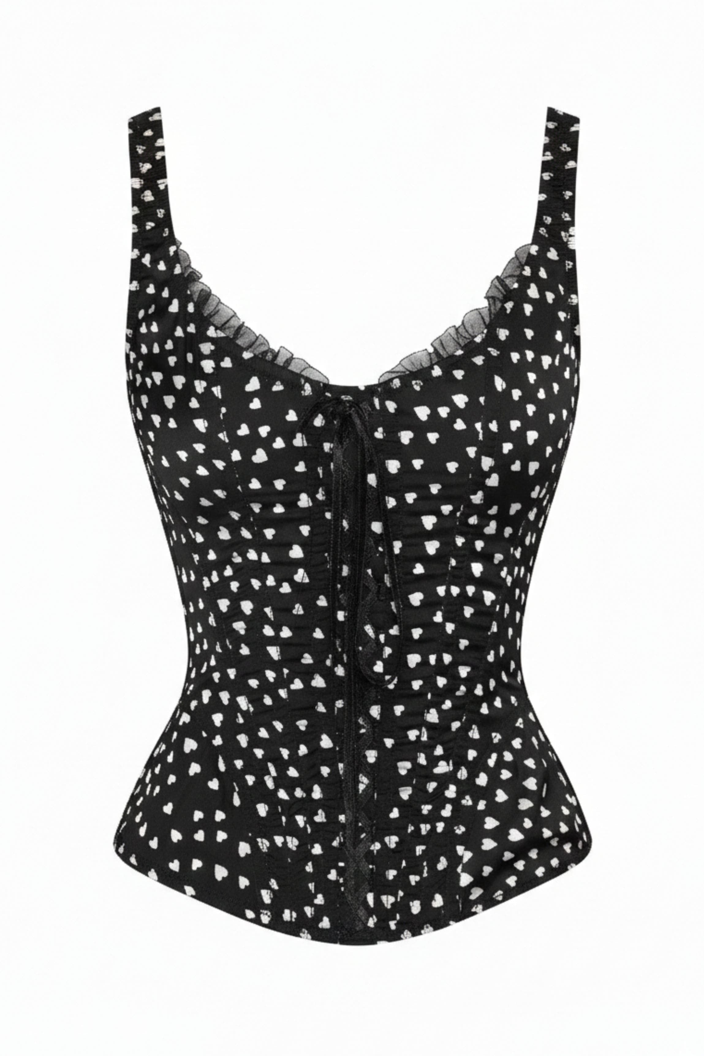 Corset noir satin petit coeur KEIKO