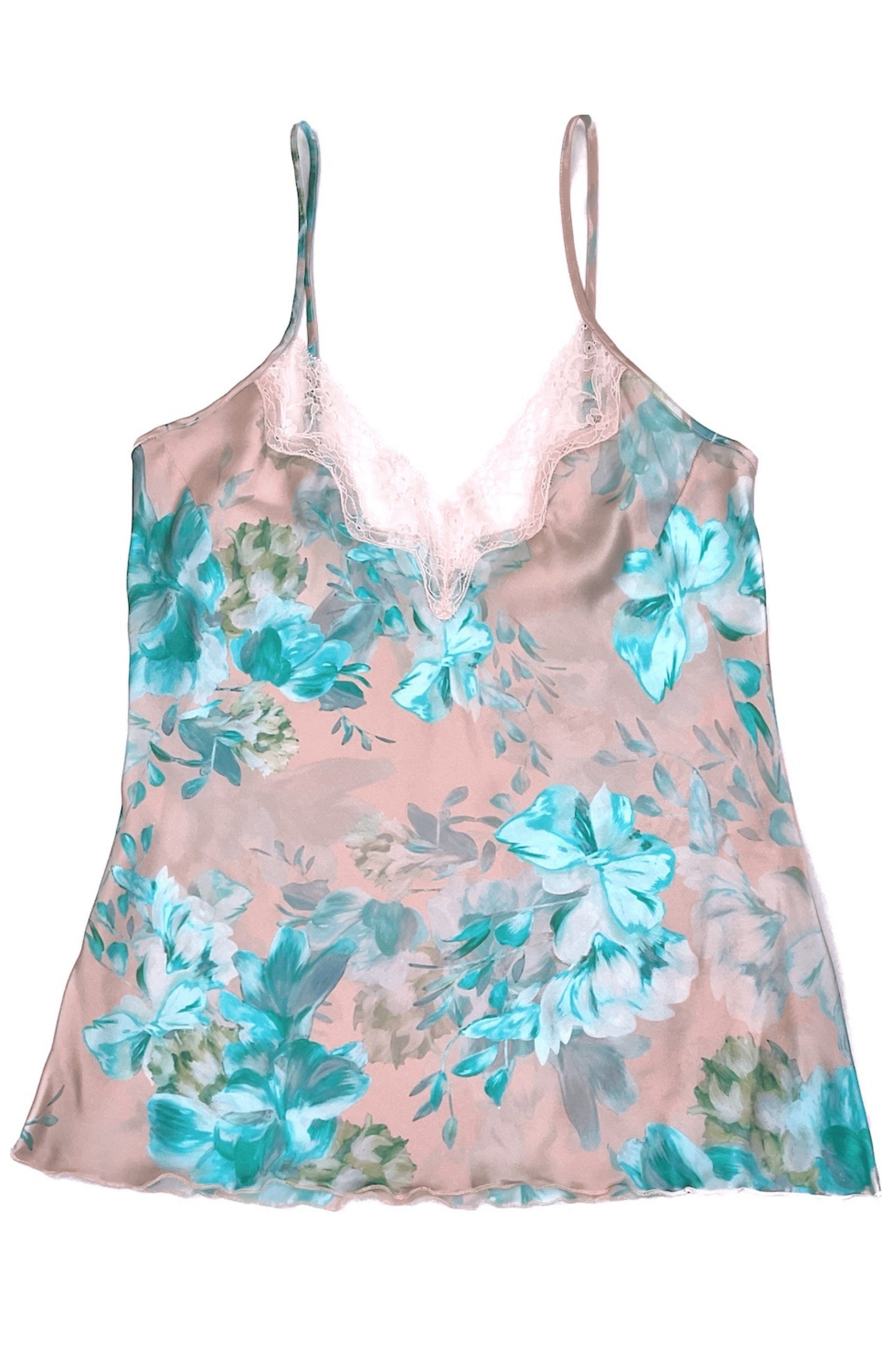 Top en soie rose turquoise PIO