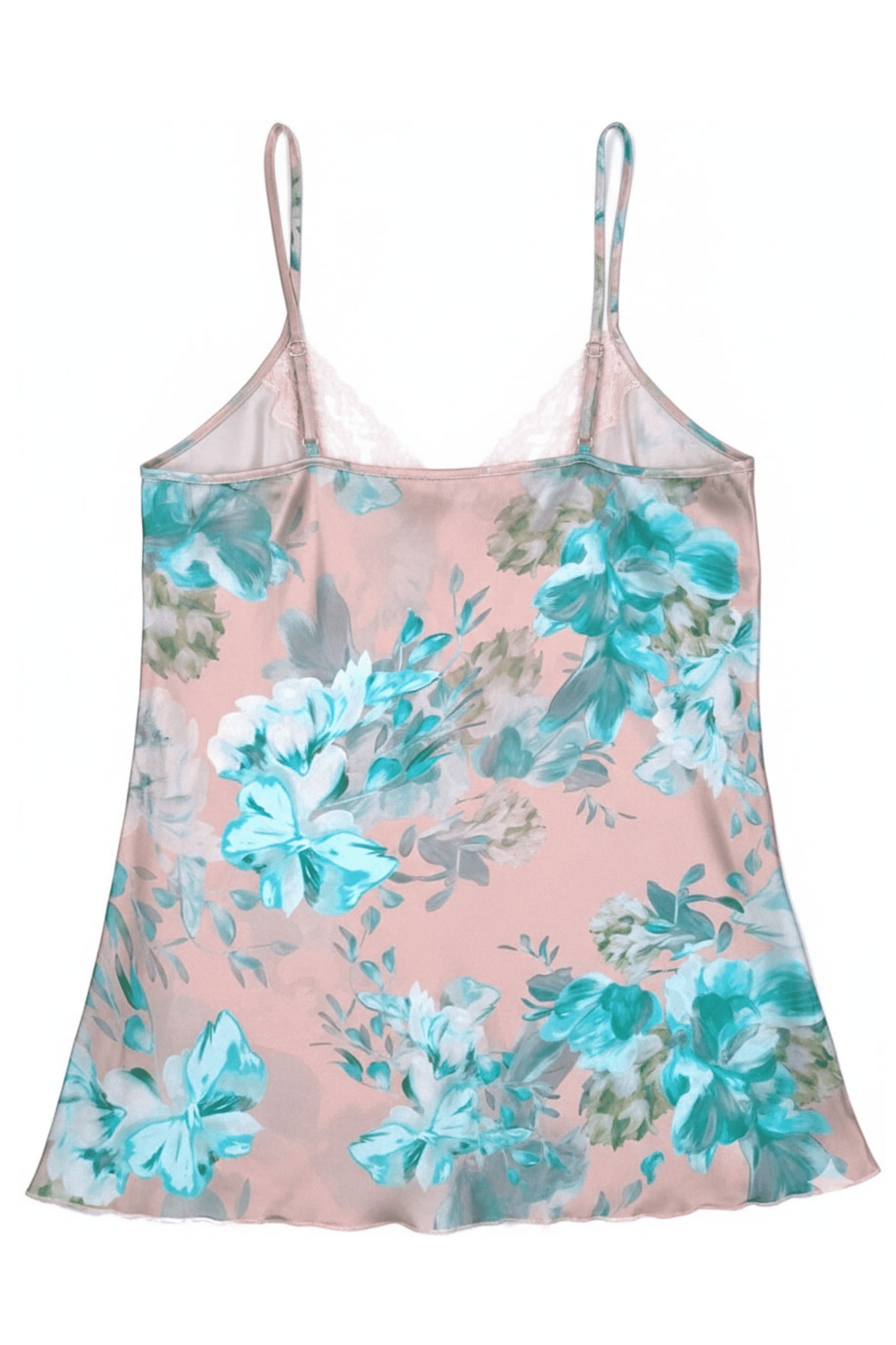 Top en soie rose turquoise PIO
