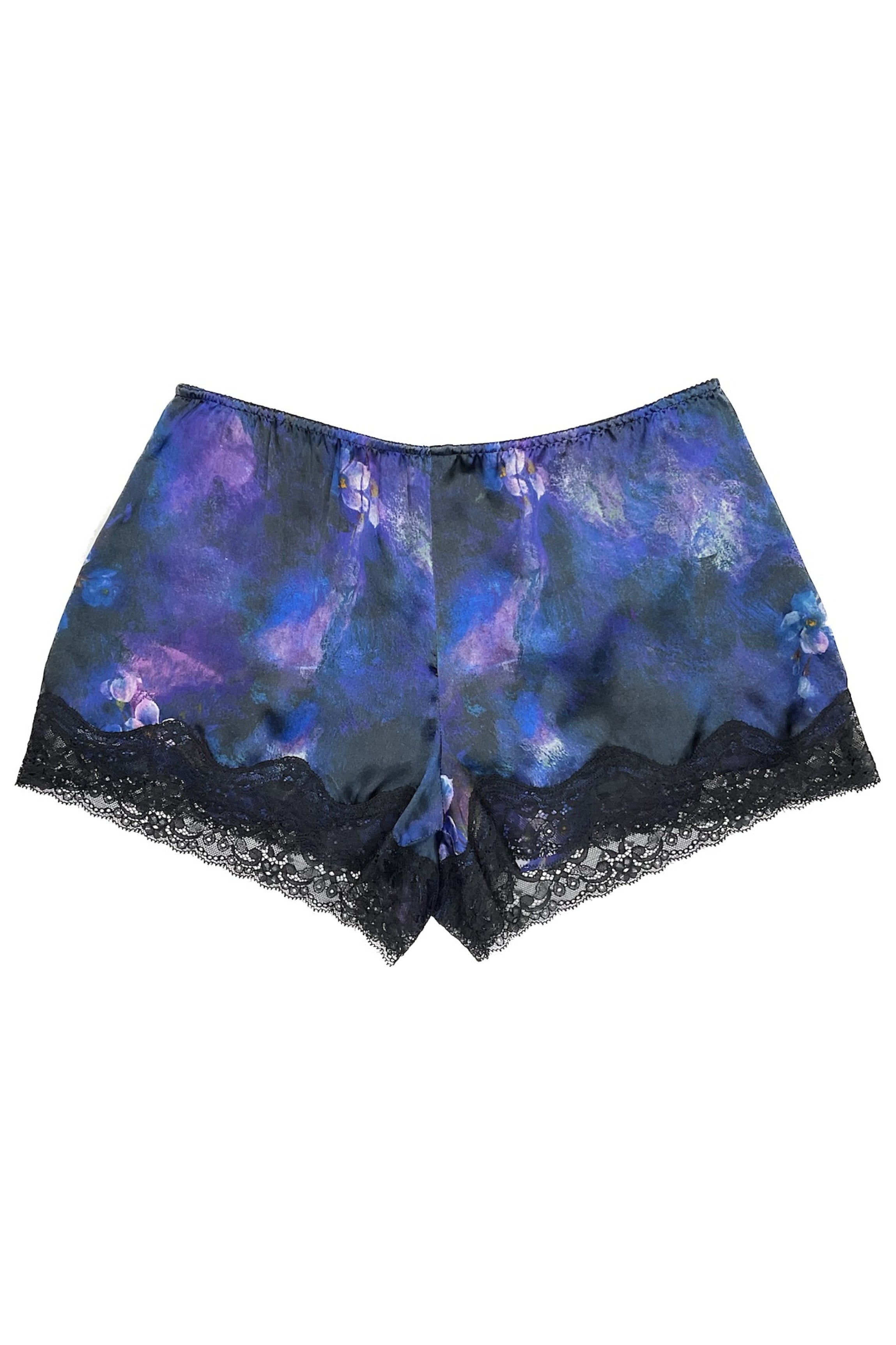 Short en soie bleu-purple
