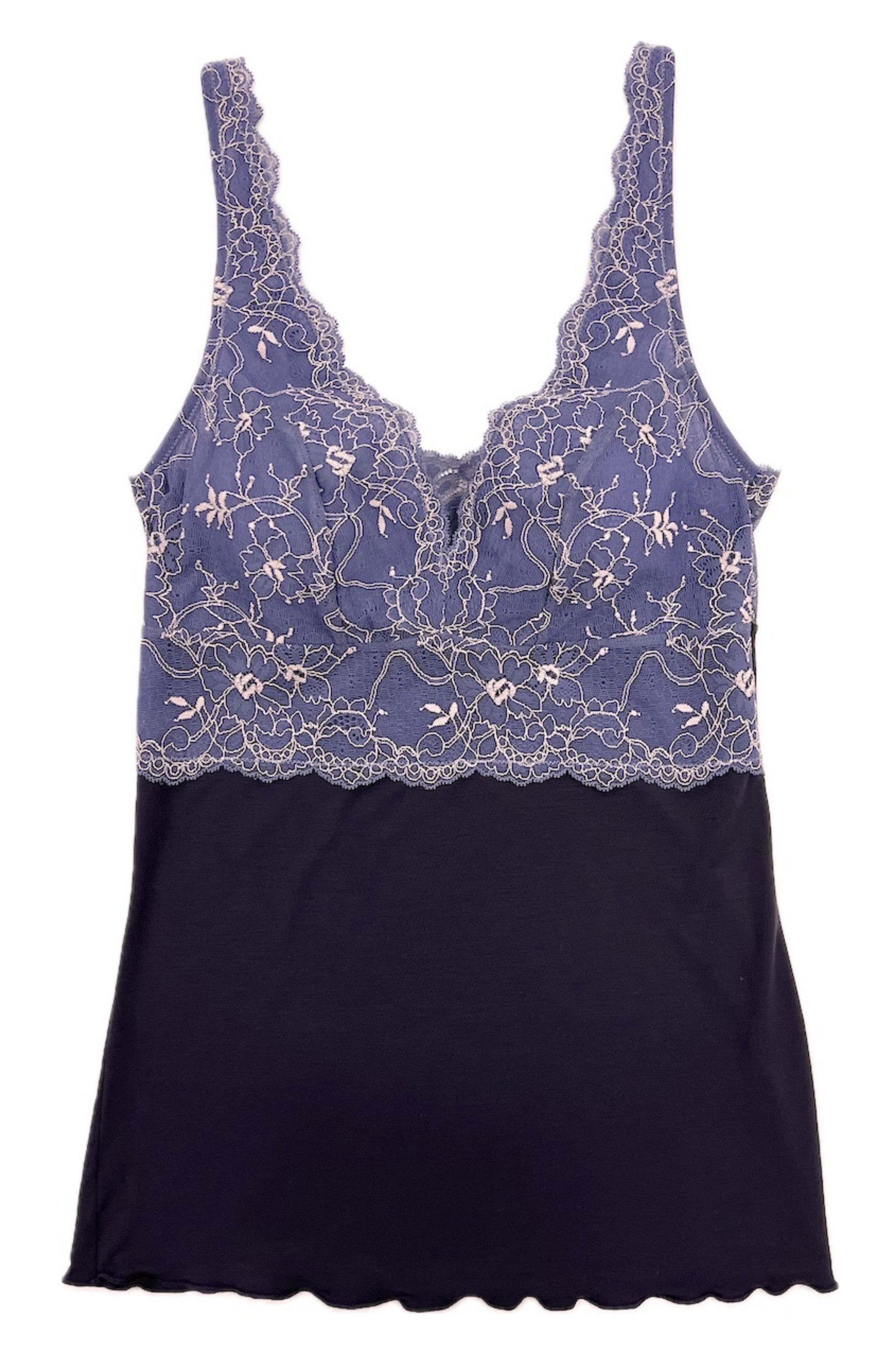 Pyjama modal et dentelle bleu