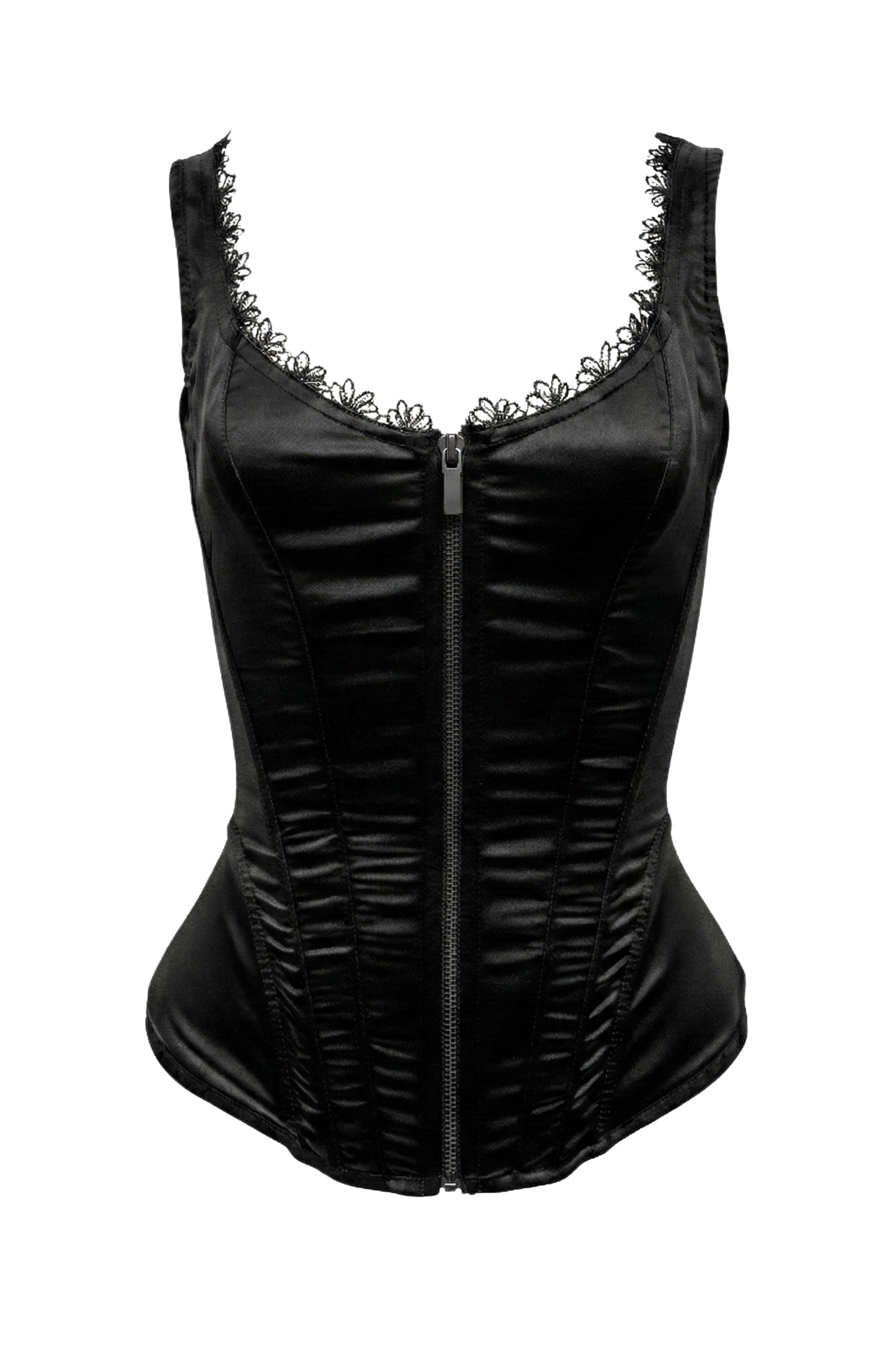 Corset noir satin KEIKO