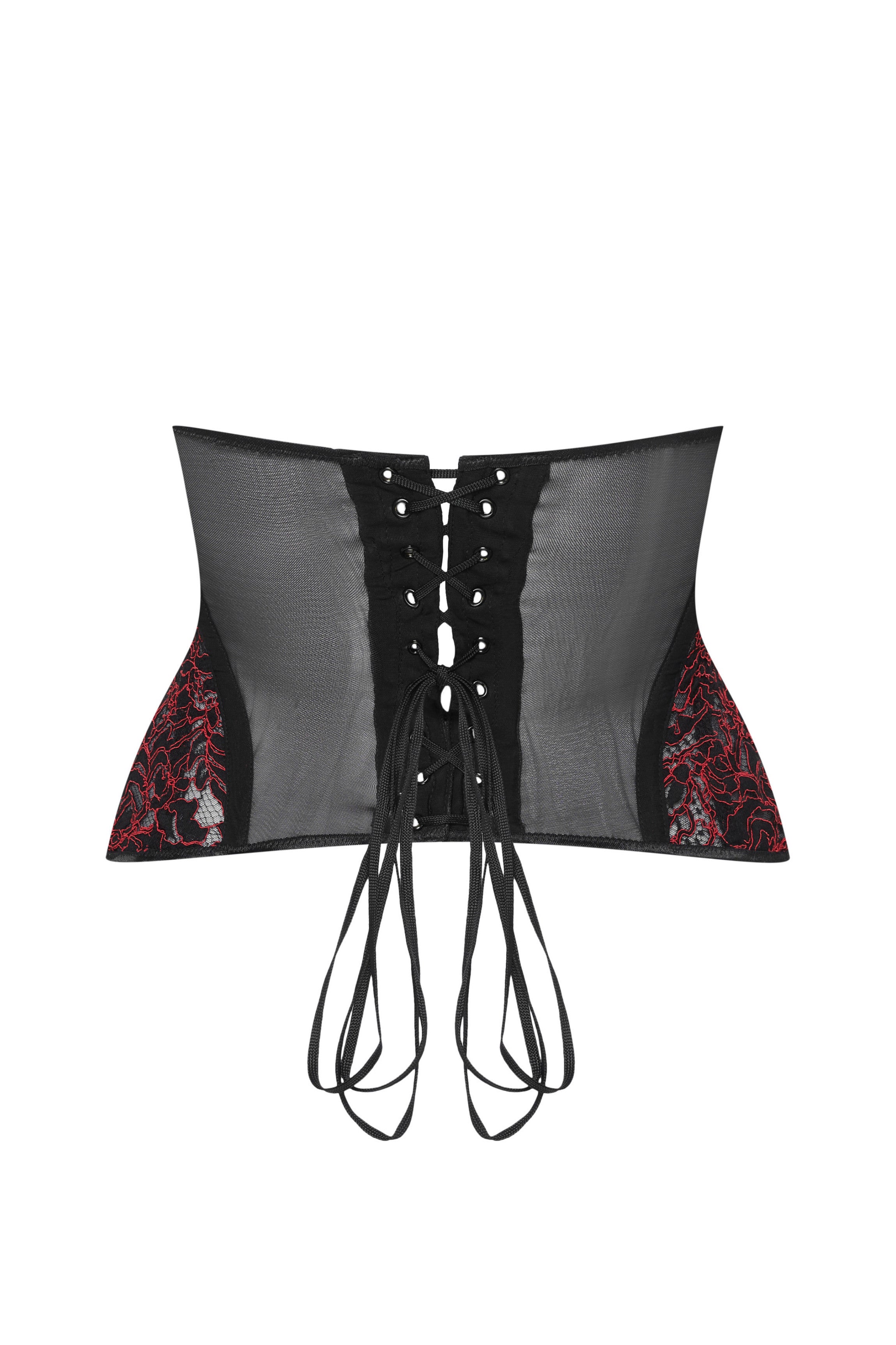 Corset noir sein nu dentelle rouge ZULA
