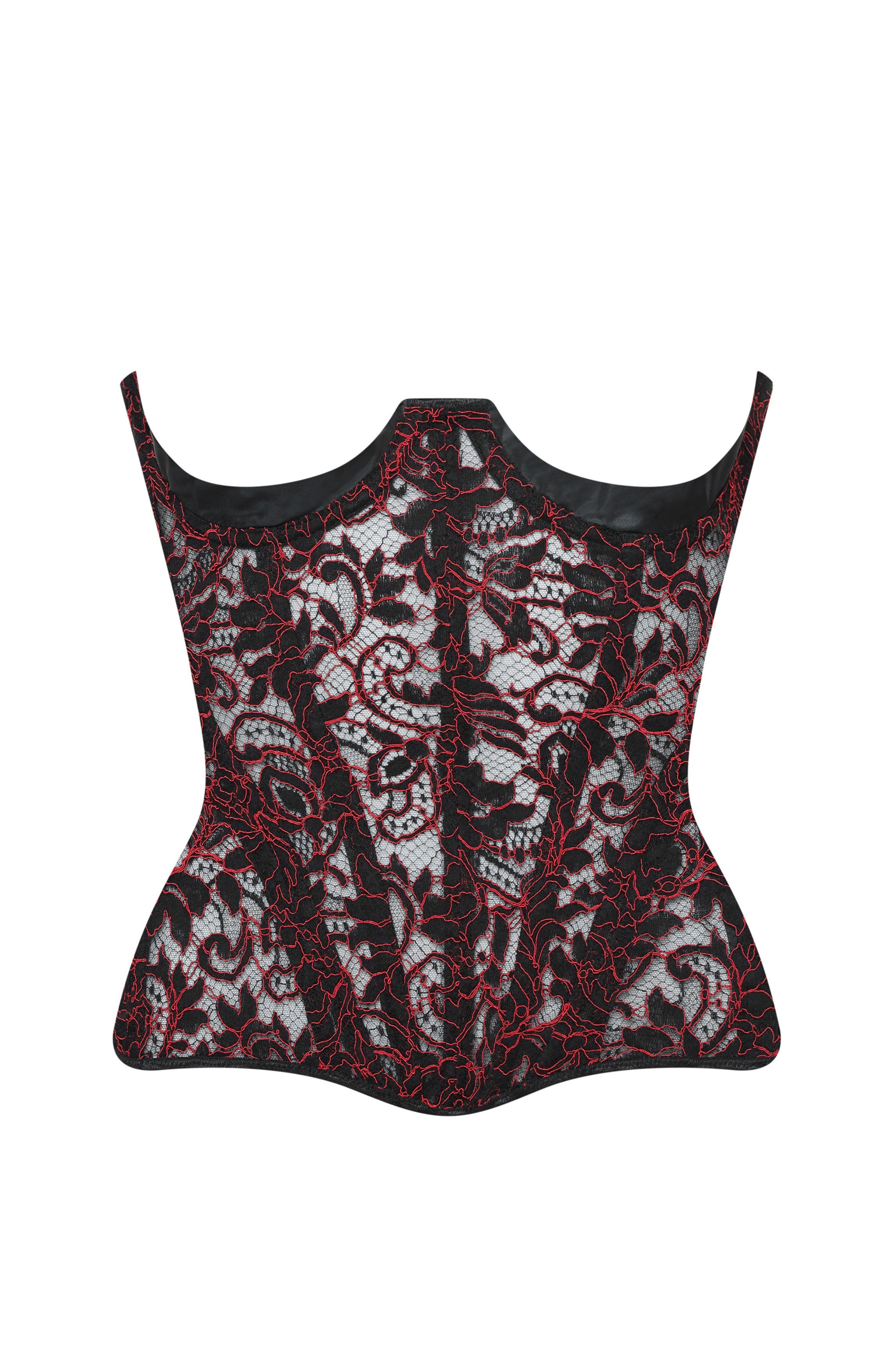 Corset noir sein nu dentelle rouge ZULA