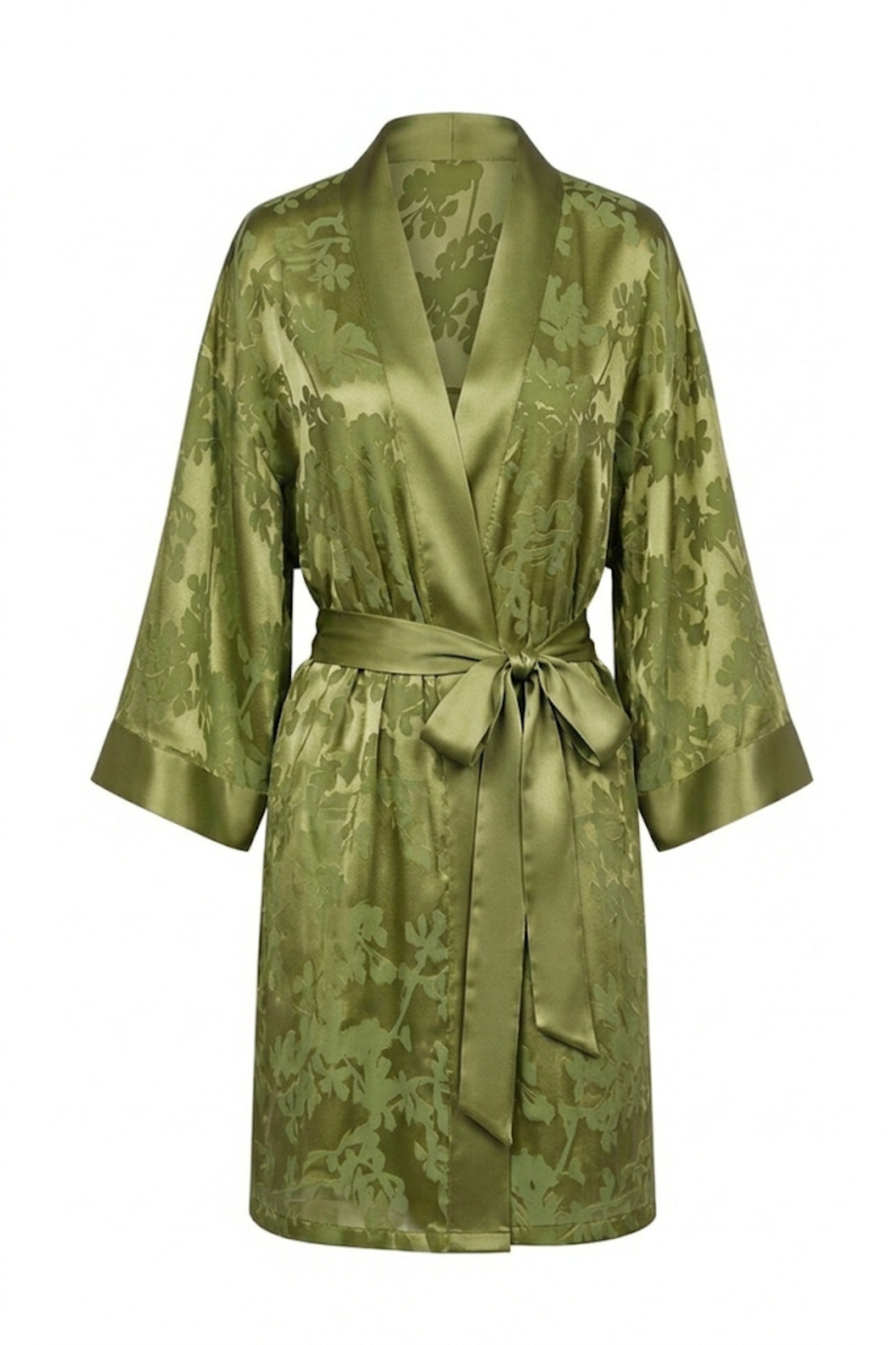 Grüner Kimono mit Ausbrenner-Muster