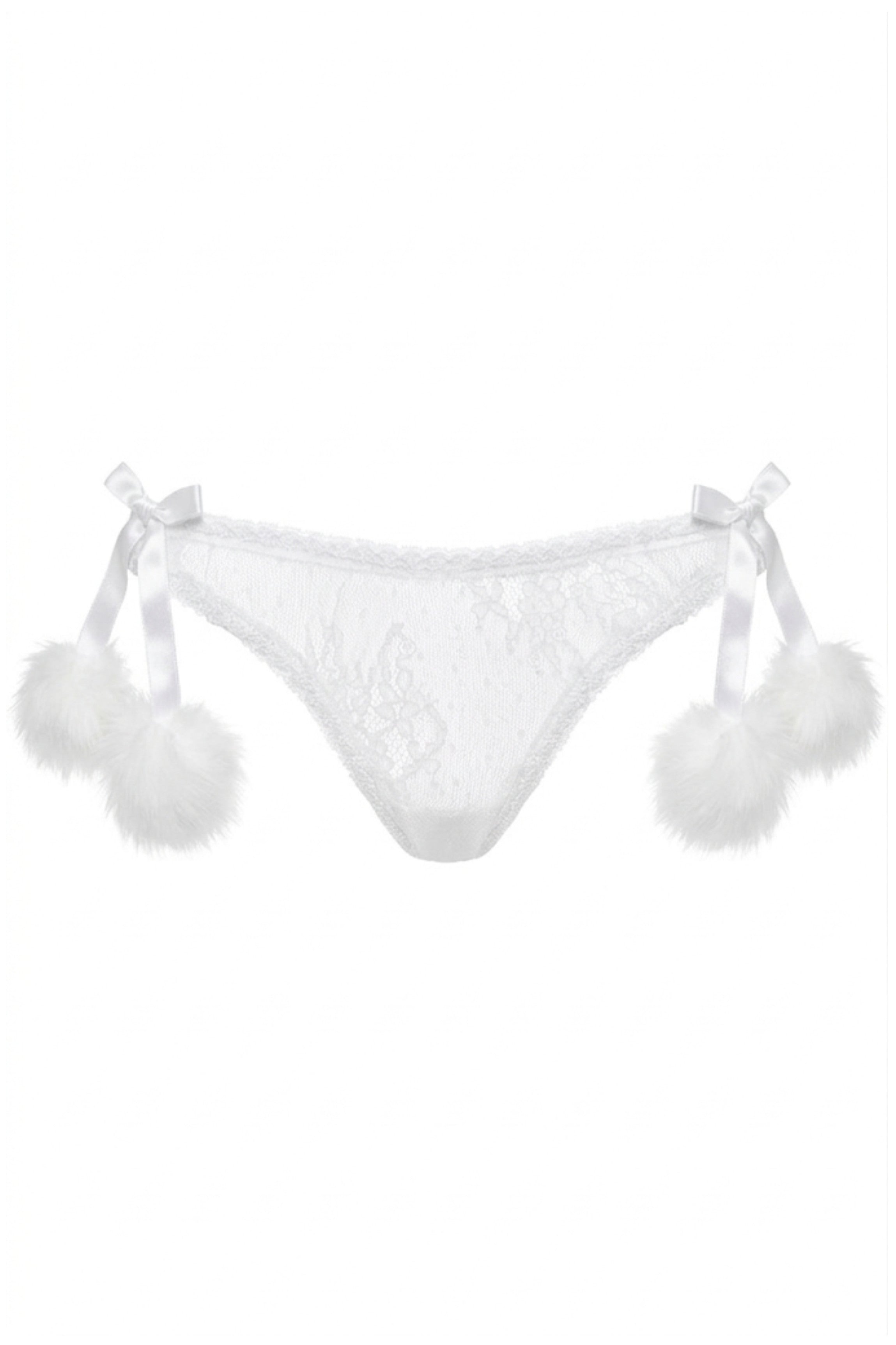 Culotte dentelle blanche pompom