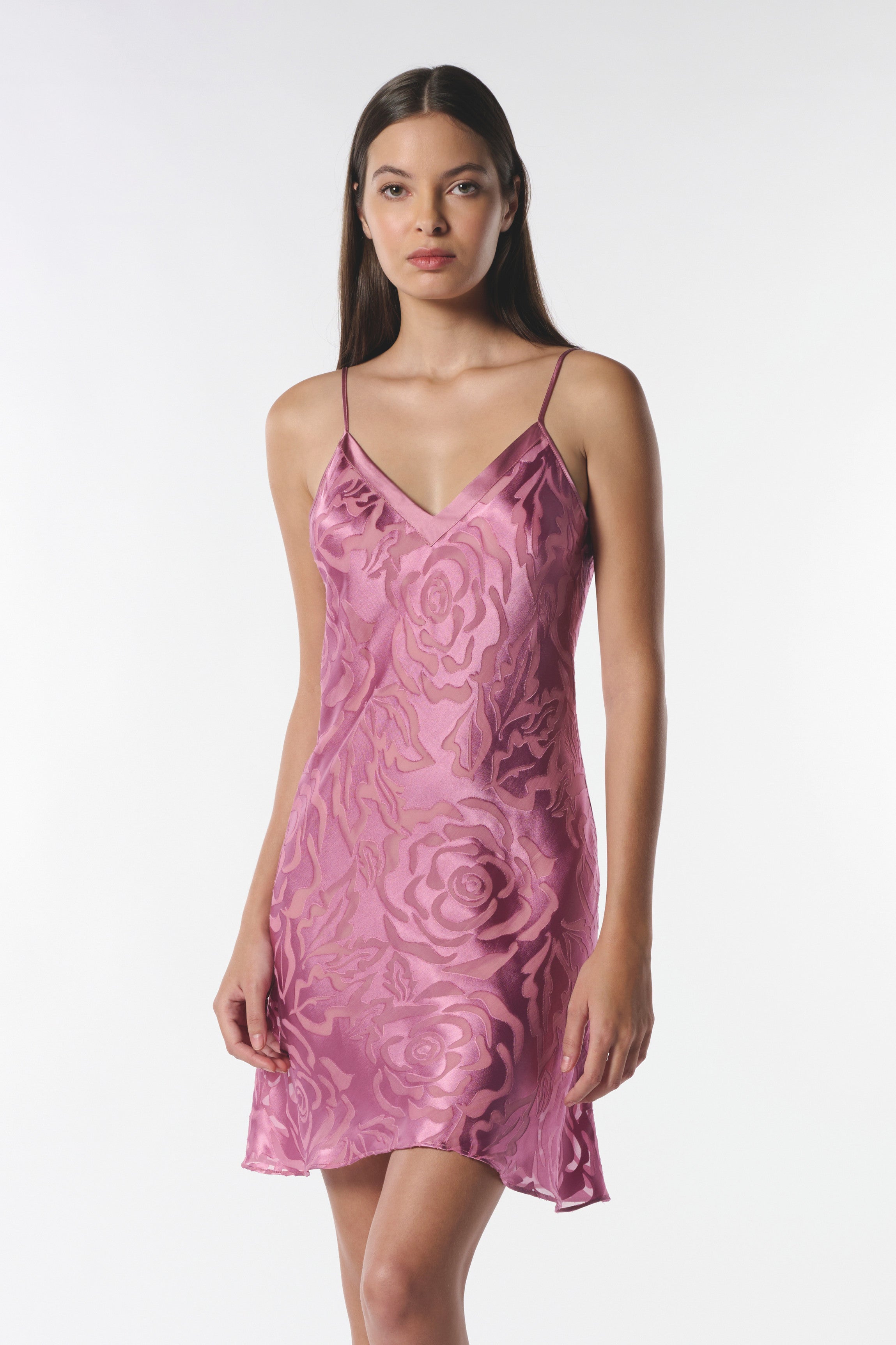 Nuisette soie dévorée rose d'hiver